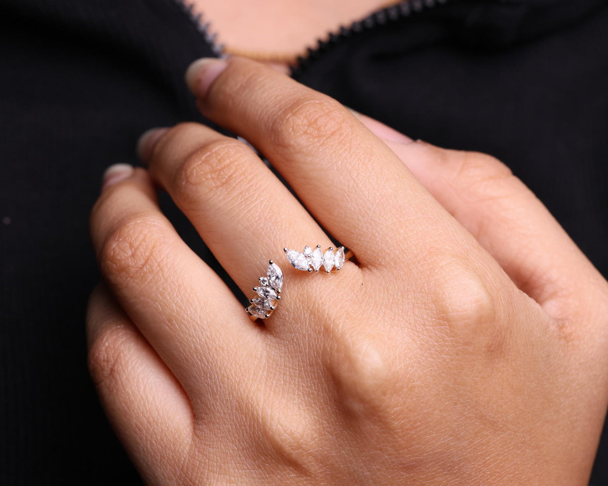 Custom Open Gap Marquise Wedding Band Open Wedding Band Womens Cuff Stacking Ring Matching Band Wrap Ring Custom Marquise Enhancer Ring Gift
