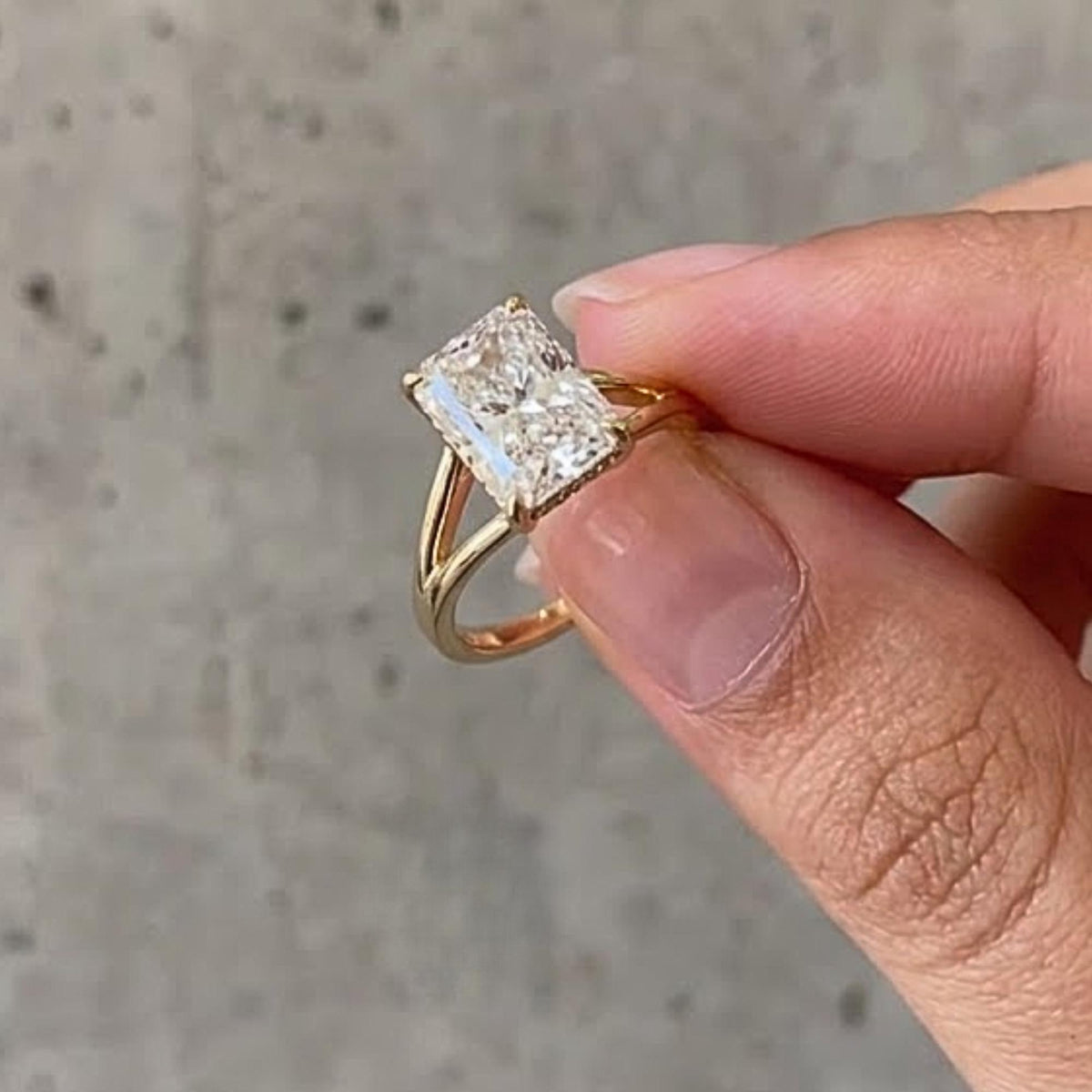 Radiant Cut Lab Grown Diamond Solitaire Engagement Ring, 2.00ct Radiant Cut Diamond Split Shank Ring, IGI Certified, Proposal Ring