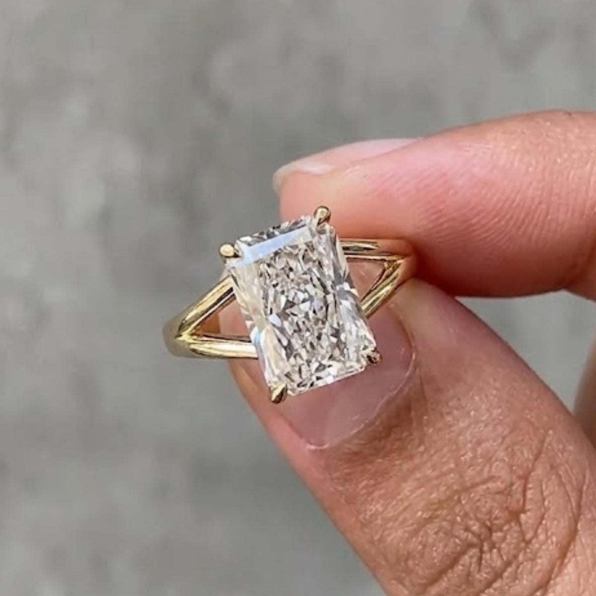 Radiant Cut Lab Grown Diamond Solitaire Engagement Ring, 2.00ct Radiant Cut Diamond Split Shank Ring, IGI Certified, Proposal Ring