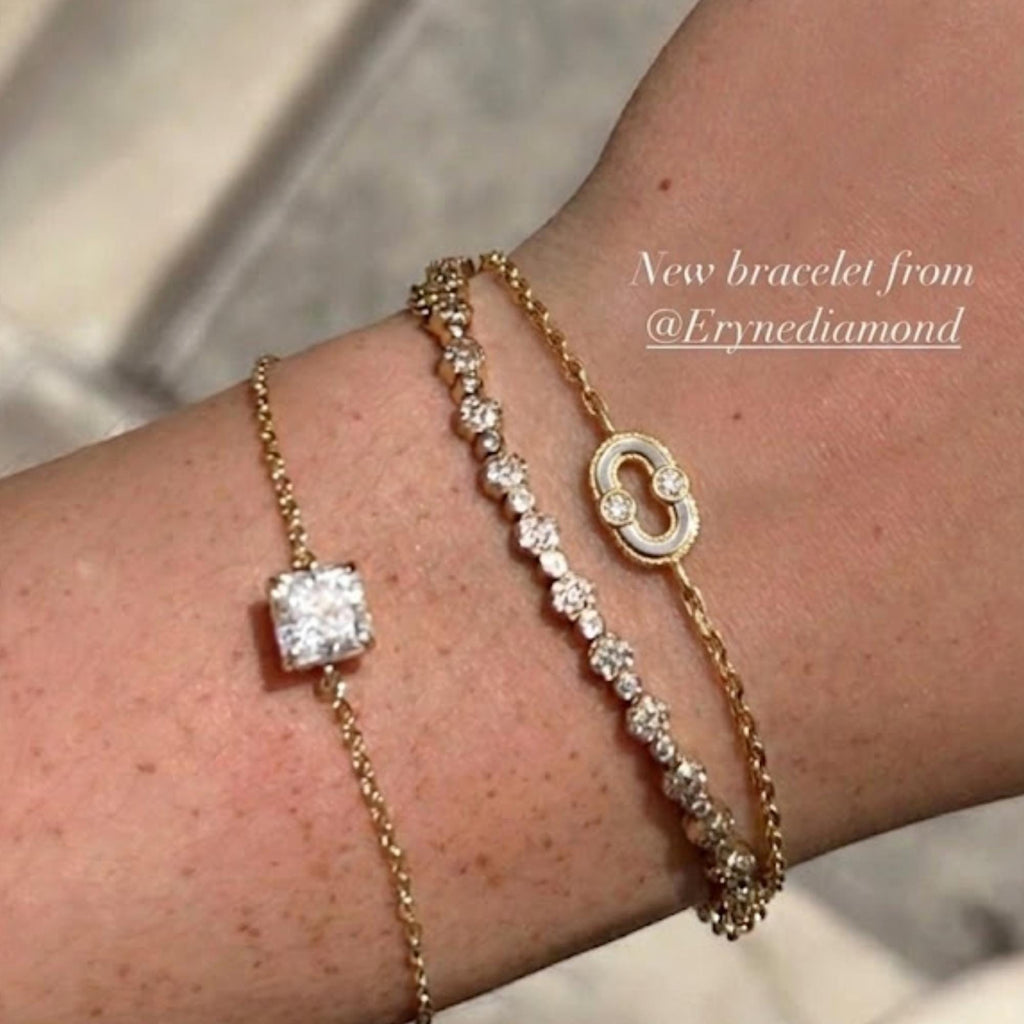 Minimal Gold Link Bracelet, Double Loop Diamond Bracelet, Dainty Chain Bracelet, Everyday Luxury Jewelry, Gift for Her, Elegant Bracelet