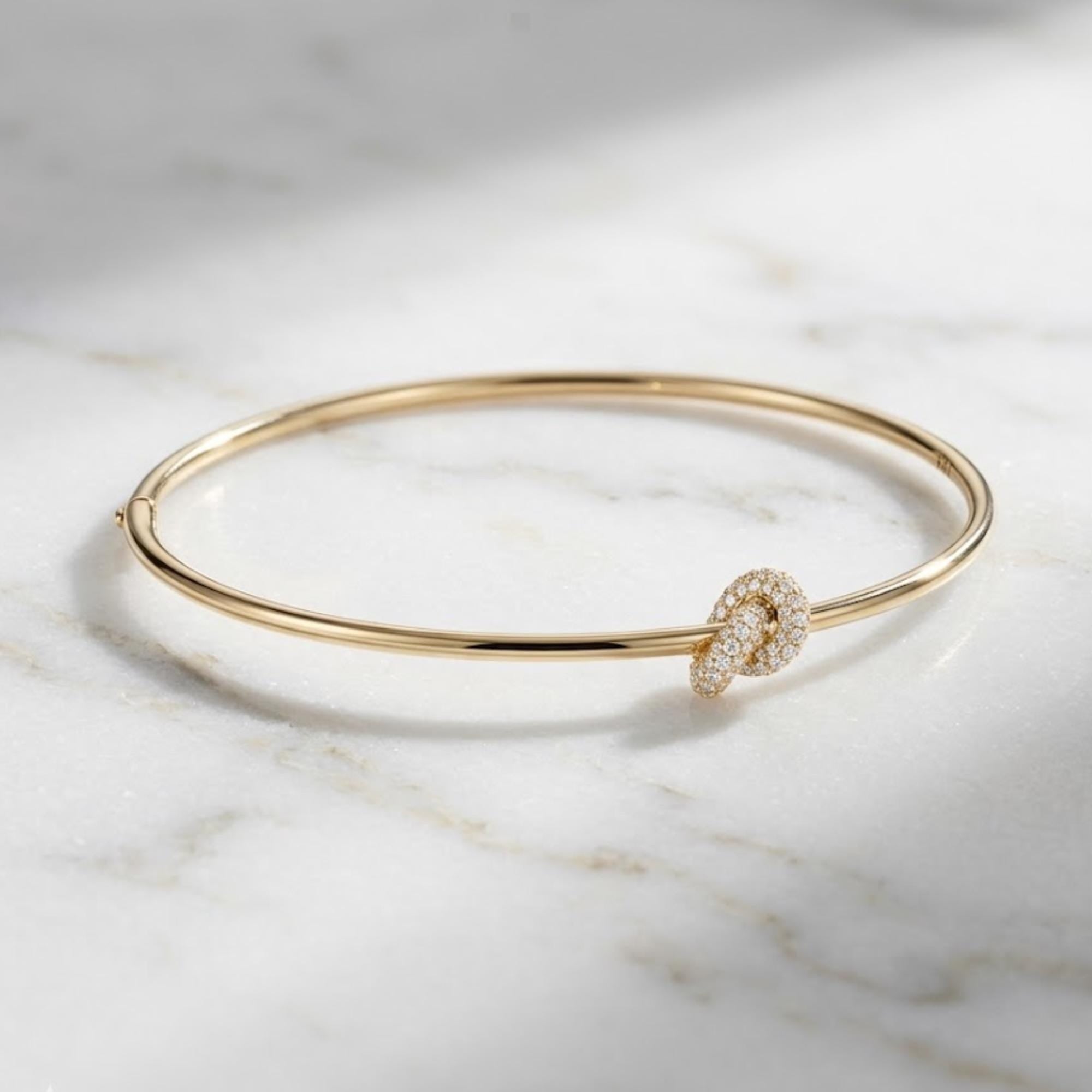 Diamond Bangle / 14k Gold plated Stacking Diamond Bangle 0.60CTW / Stackable Layering Diamond Bangle Bracelet / Gift Ideas