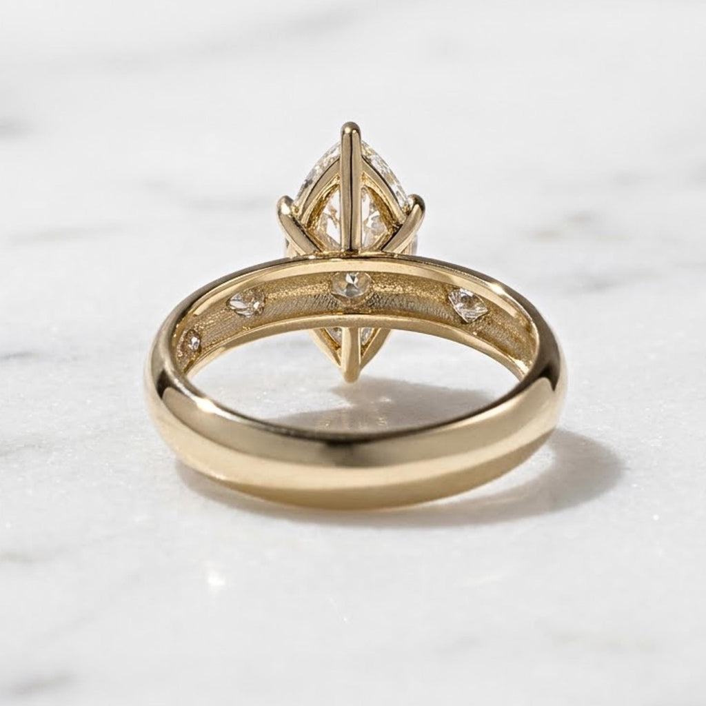 2 Ct Marquise Cut Engagement Ring, Moissanite or Lab Grown Diamond, prong Band 14K Yellow Gold Solitaire Bridal Proposal Ring, Gift For Her