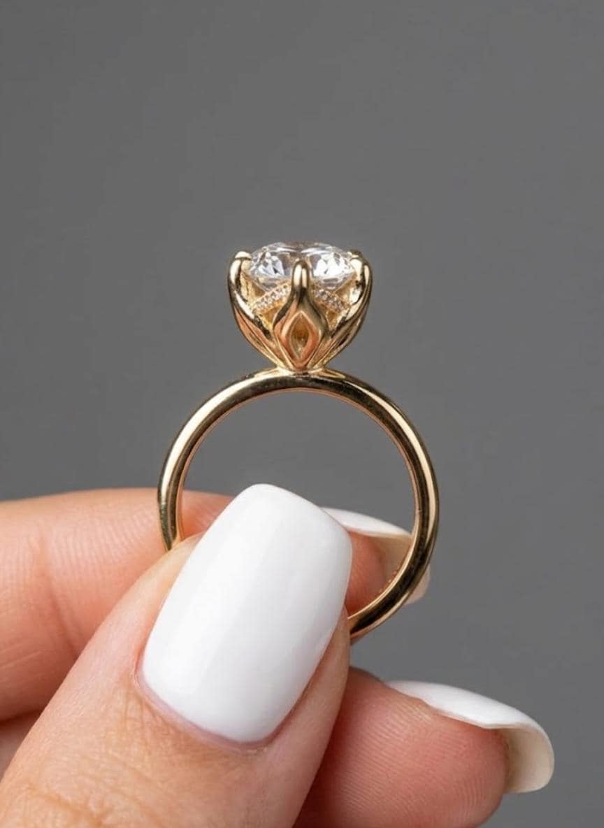 3 CT Marquise Moissanite Engagement Ring, 14K Solid Gold Hidden Halo