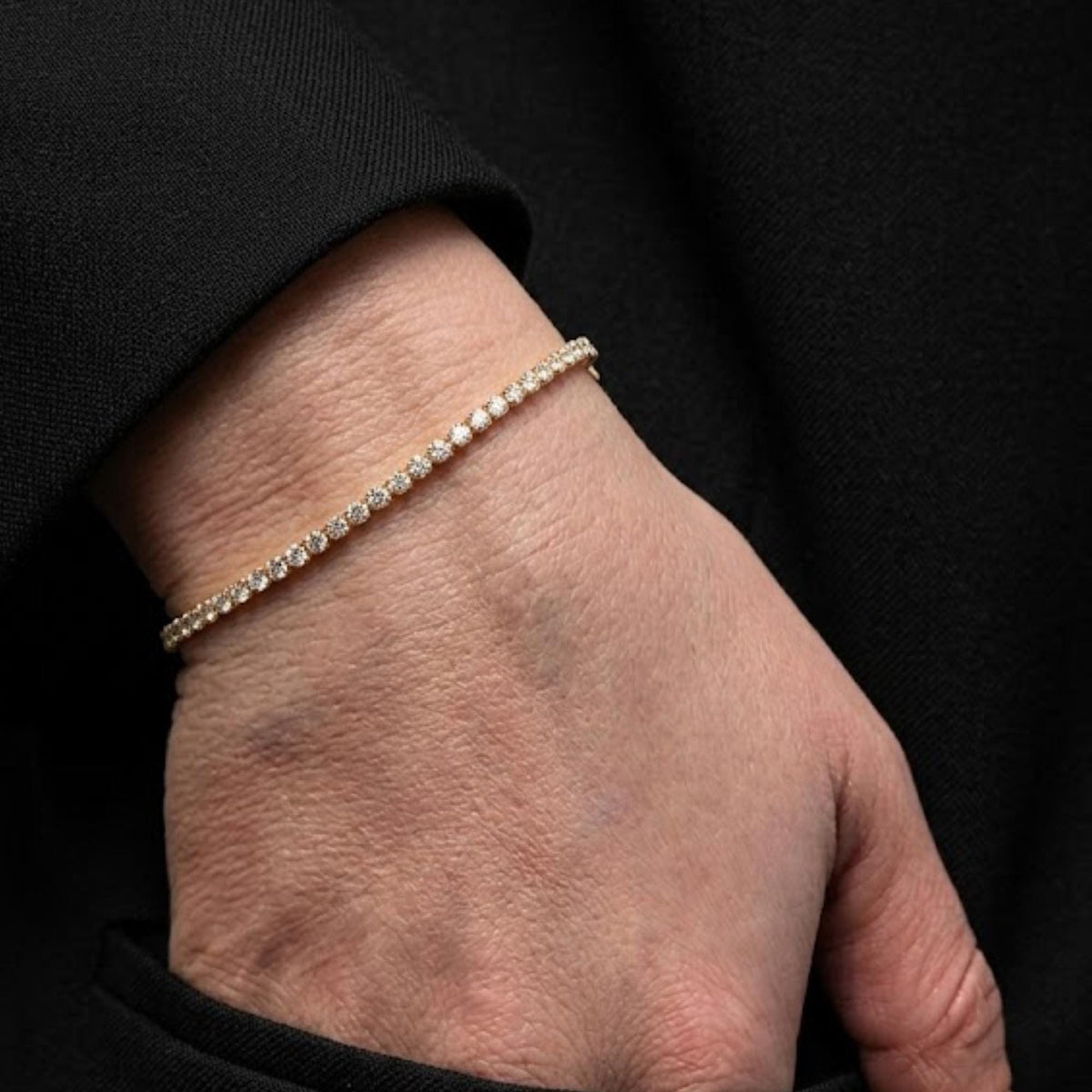 Dainty 14K Gold Moissanite Diamond Tennis Bracelet - 1.70 Carats