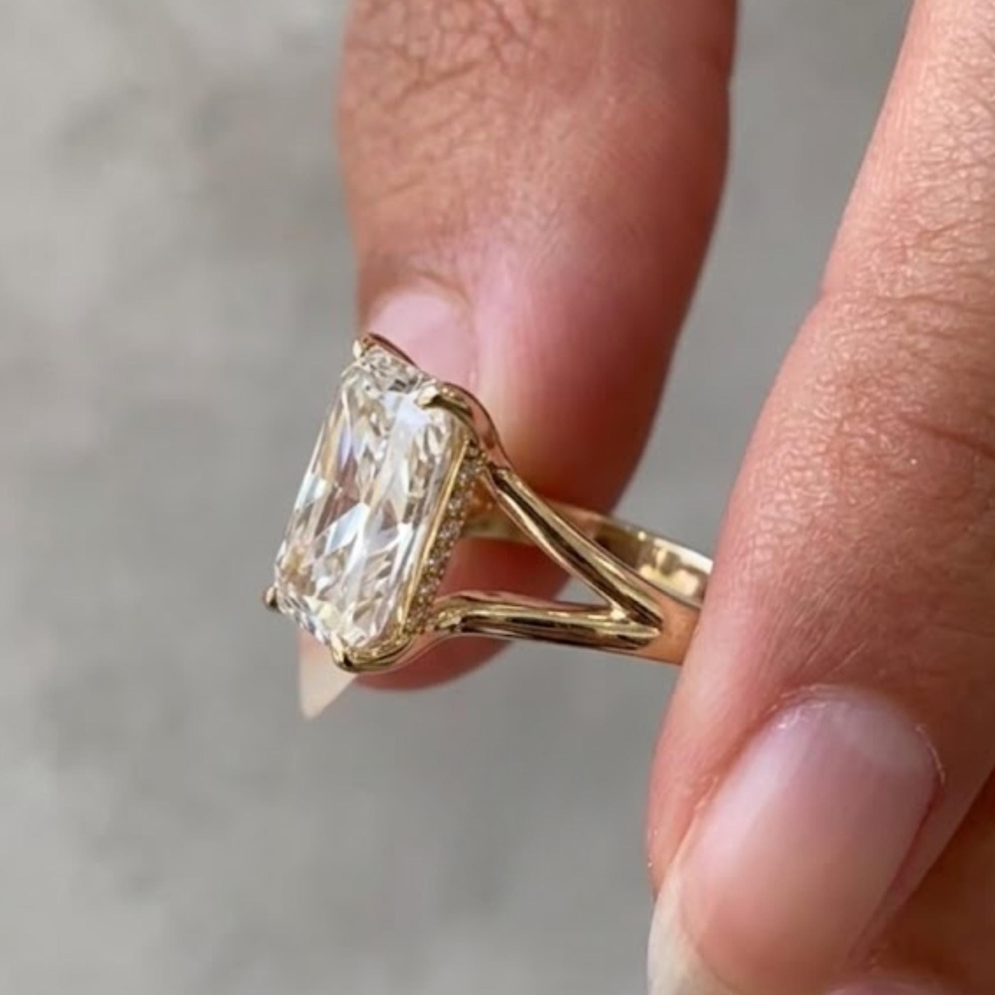 Radiant Cut Lab Grown Diamond Solitaire Engagement Ring, 2.00ct Radiant Cut Diamond Split Shank Ring, IGI Certified, Proposal Ring