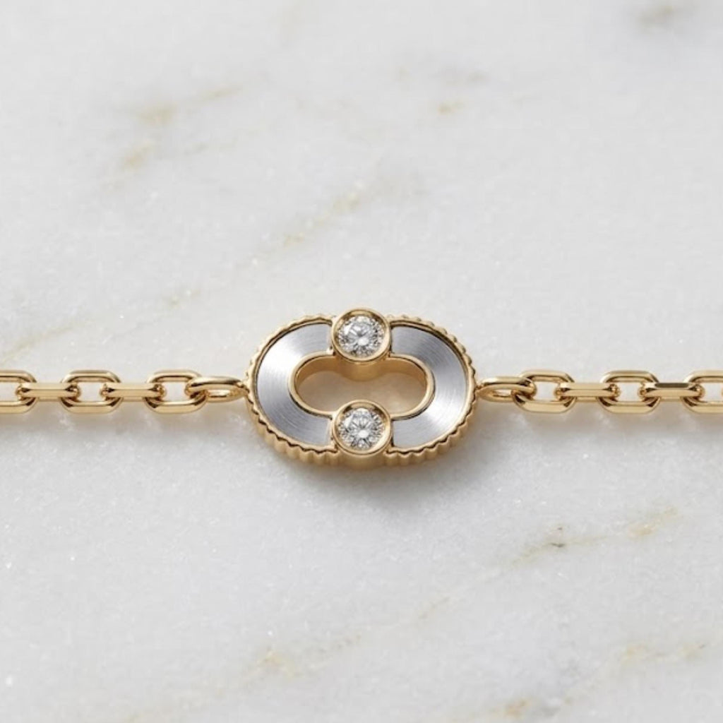Minimal Gold Link Bracelet, Double Loop Diamond Bracelet, Dainty Chain Bracelet, Everyday Luxury Jewelry, Gift for Her, Elegant Bracelet