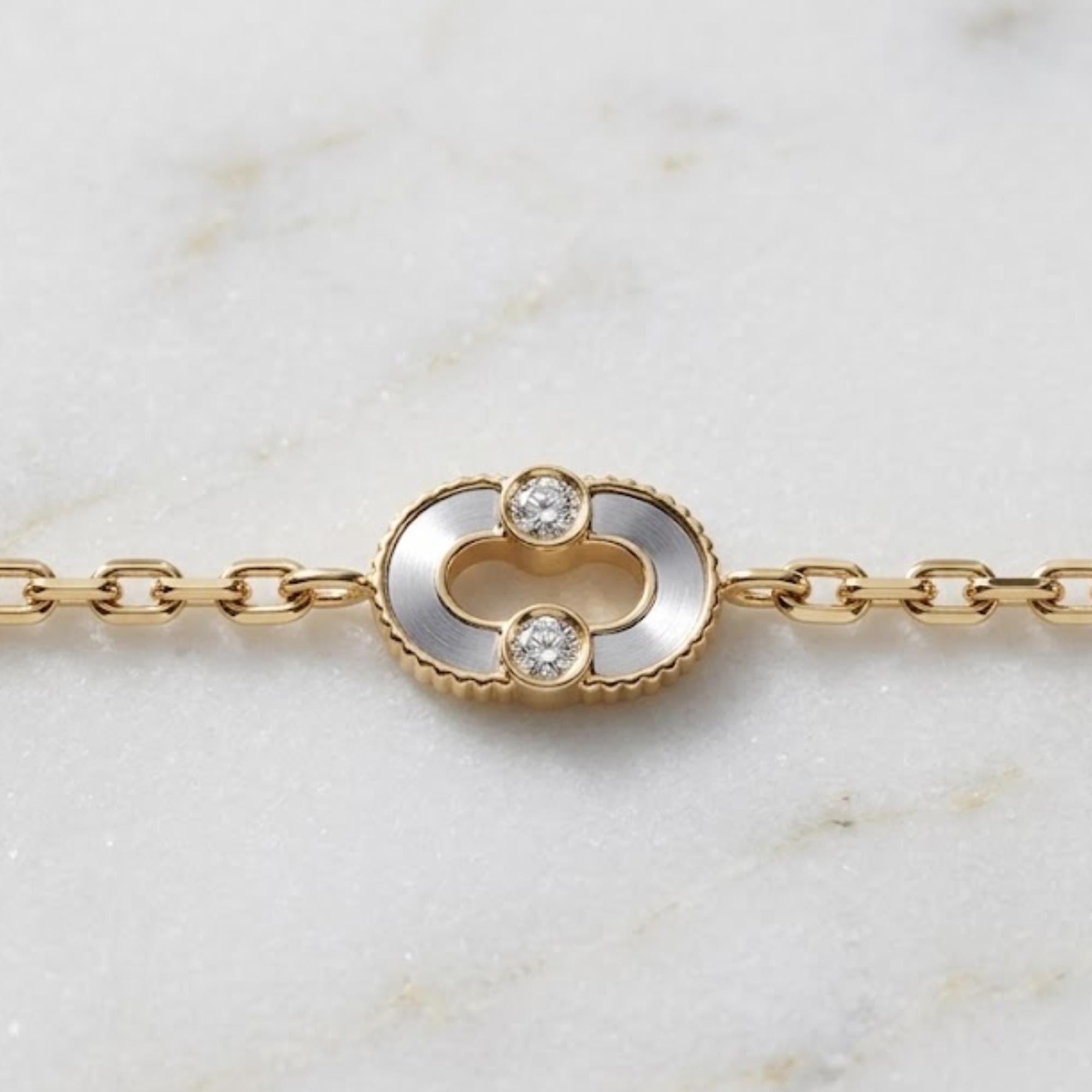Minimal Gold Link Bracelet, Double Loop Diamond Bracelet, Dainty Chain Bracelet, Everyday Luxury Jewelry, Gift for Her, Elegant Bracelet