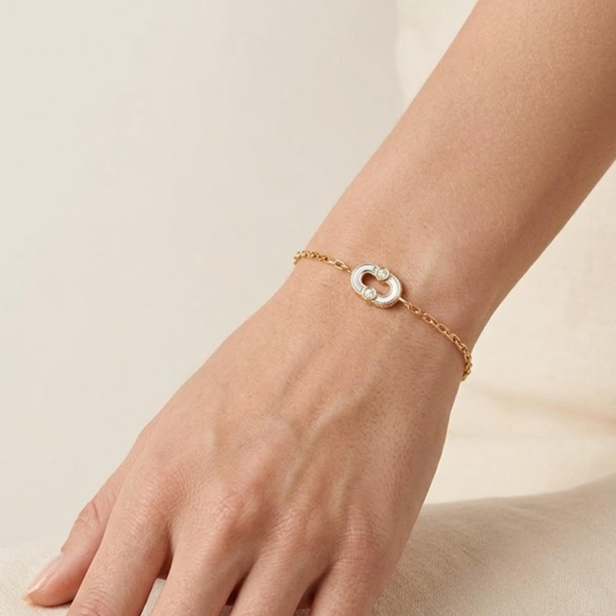 Minimal Gold Link Bracelet, Double Loop Diamond Bracelet, Dainty Chain Bracelet, Everyday Luxury Jewelry, Gift for Her, Elegant Bracelet