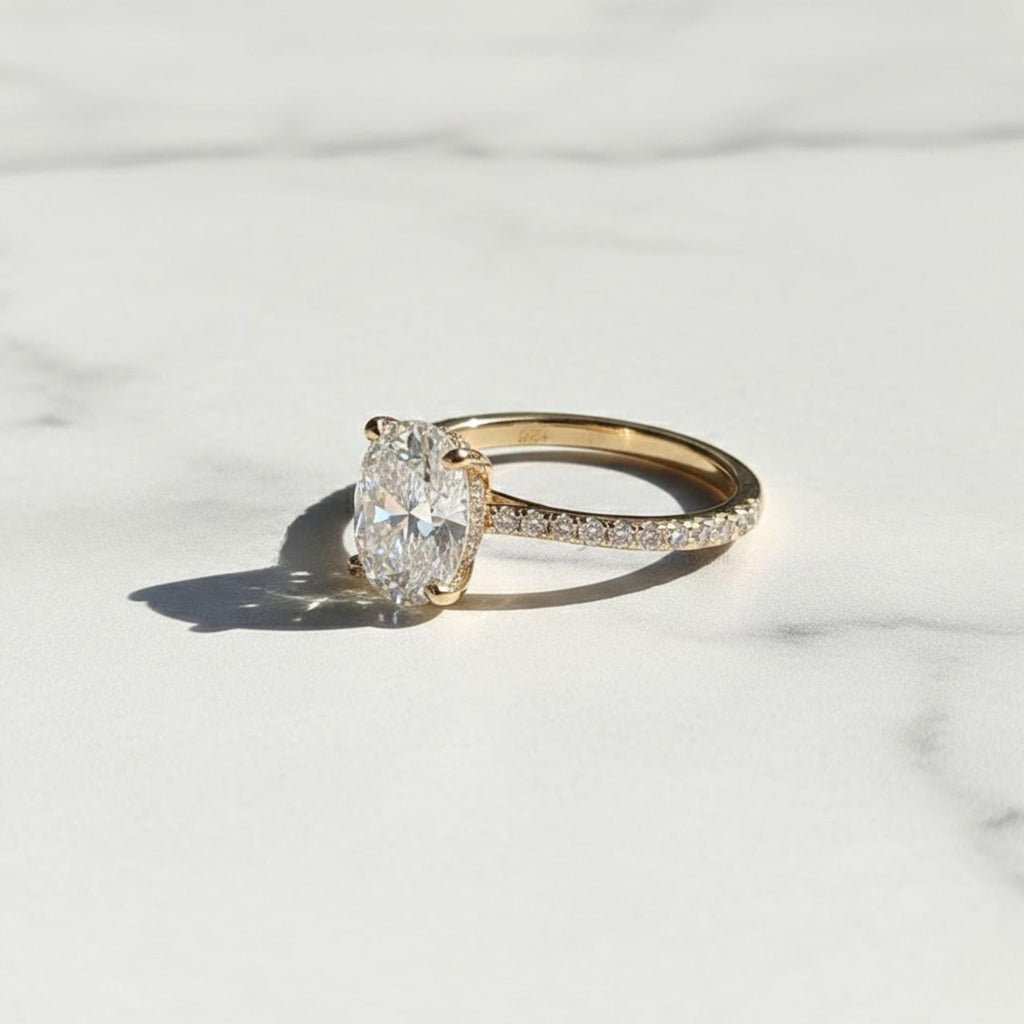 Brilliant Oval Cut Solitaire Engagement Ring | 14K Gold Moissanite Wedding Ring | Classic Promise Ring | Dainty Anniversary Gift for Her