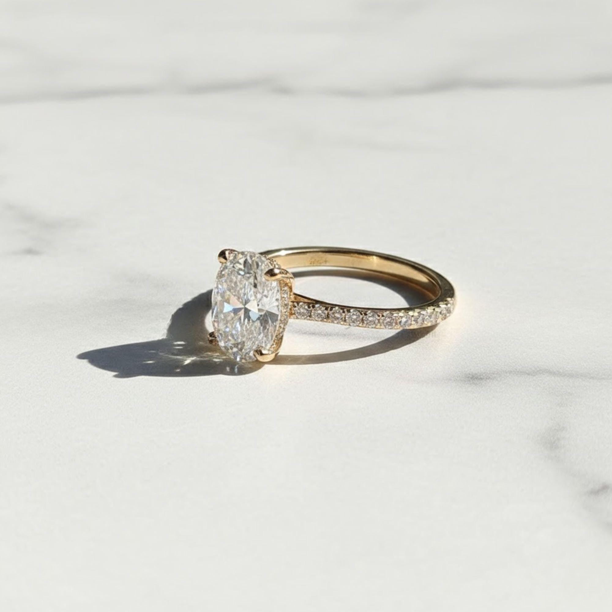 Brilliant Oval Cut Solitaire Engagement Ring | 14K Gold Moissanite Wedding Ring | Classic Promise Ring | Dainty Anniversary Gift for Her