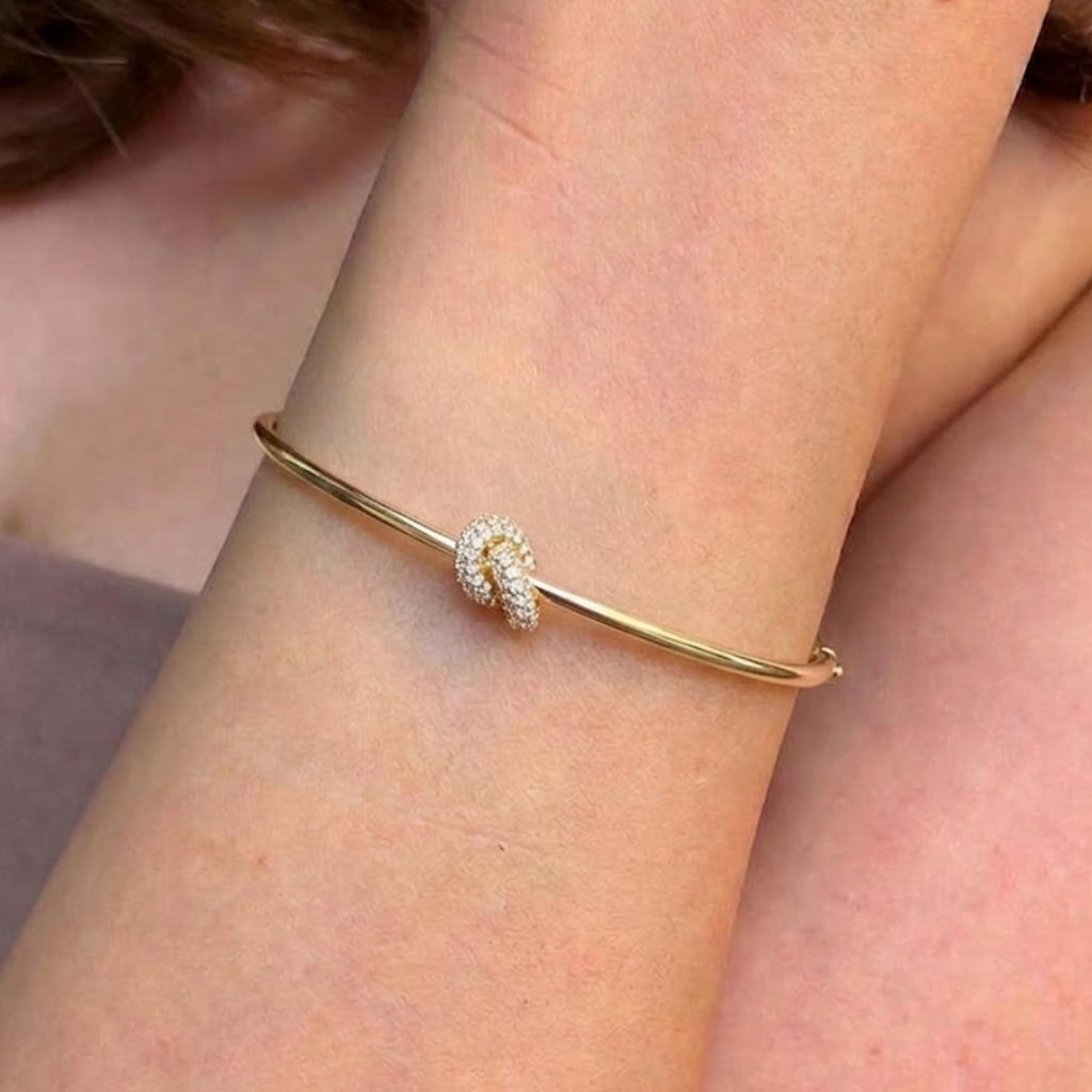 Diamond Bangle / 14k Gold plated Stacking Diamond Bangle 0.60CTW / Stackable Layering Diamond Bangle Bracelet / Gift Ideas
