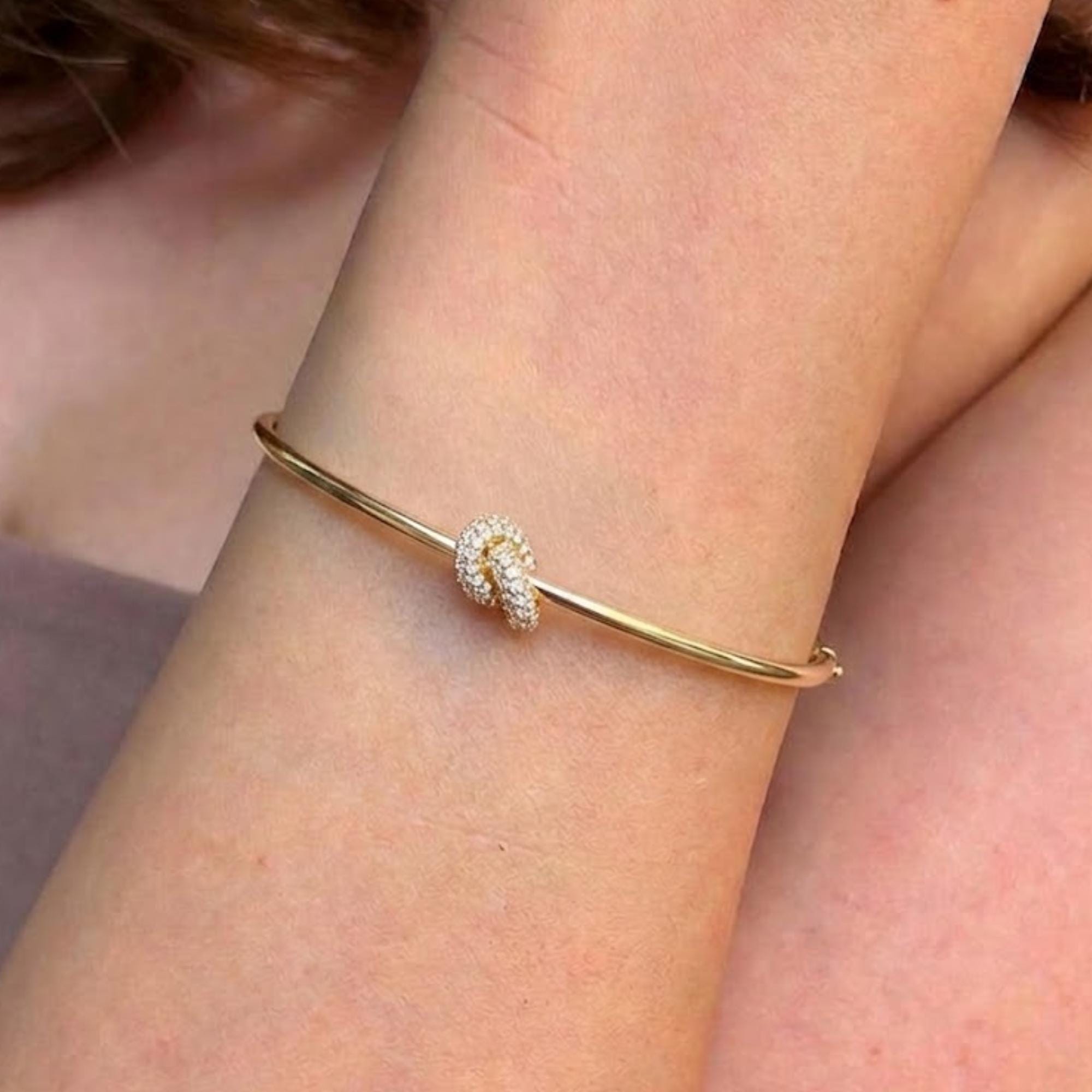 Diamond Bangle / 14k Gold plated Stacking Diamond Bangle 0.60CTW / Stackable Layering Diamond Bangle Bracelet / Gift Ideas