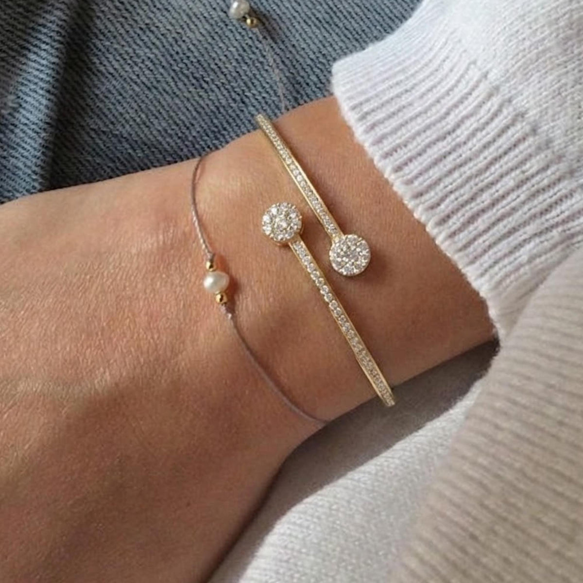 1.51 Ct Moissanite Bangle, 14K Gold Moissanite Bangle, Open Cuff Bangle