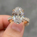3 CT Oval Cut Moissanite Diamond Engagement Ring, 14K Solid Gold Hidden Halo Ring, Oval Wedding Ring, Solitaire Anniversary Ring