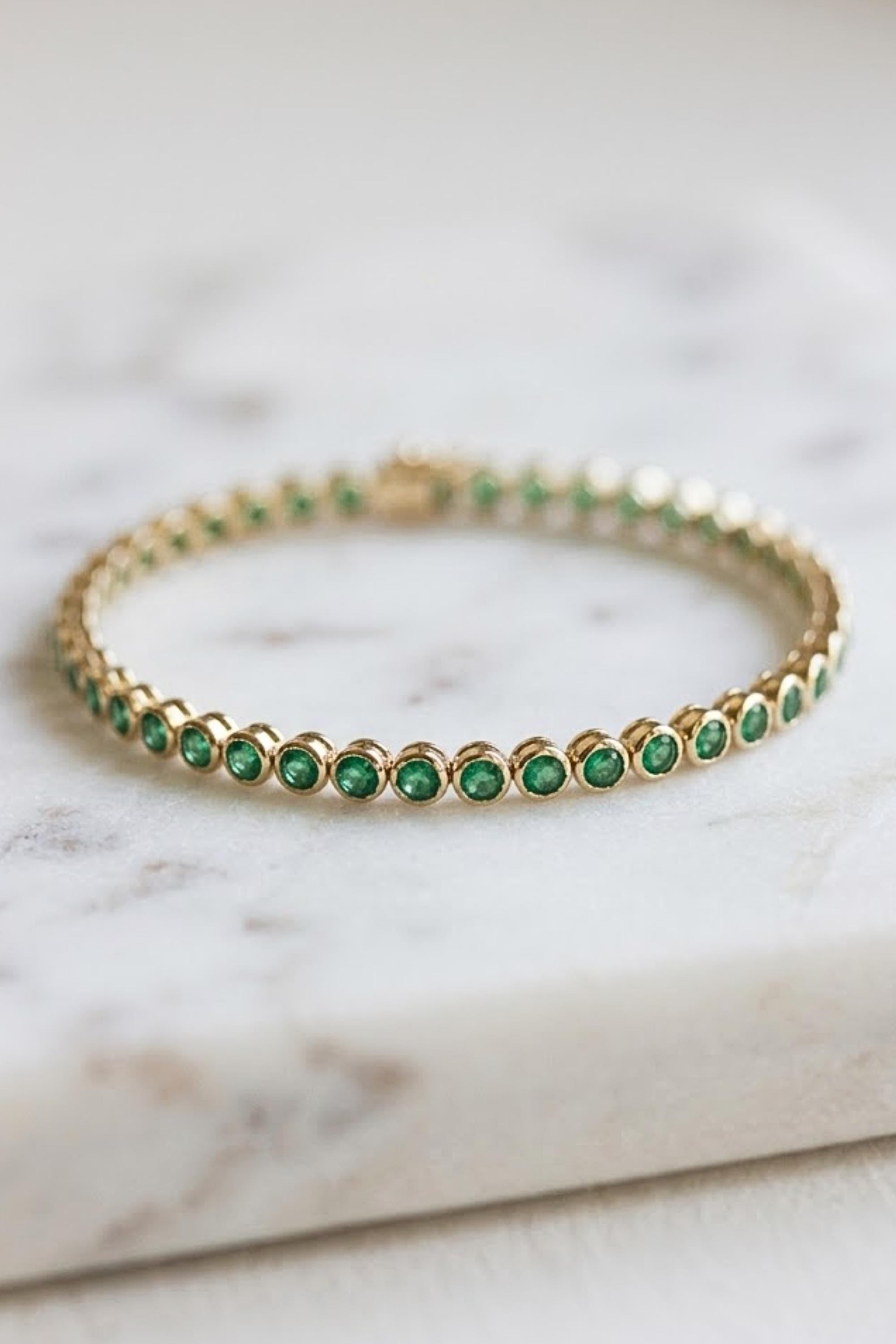 Emerald Tennis Bracelet, Gold Bracelet, Diamond Bracelet Wedding Jewelry Bridal Jewelry Dainty Bracelet Bridesmaid Gift, Gift For Her
