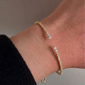 14K Solid Yellow Gold Diamond Bangle Bracelet | Women's Cuff