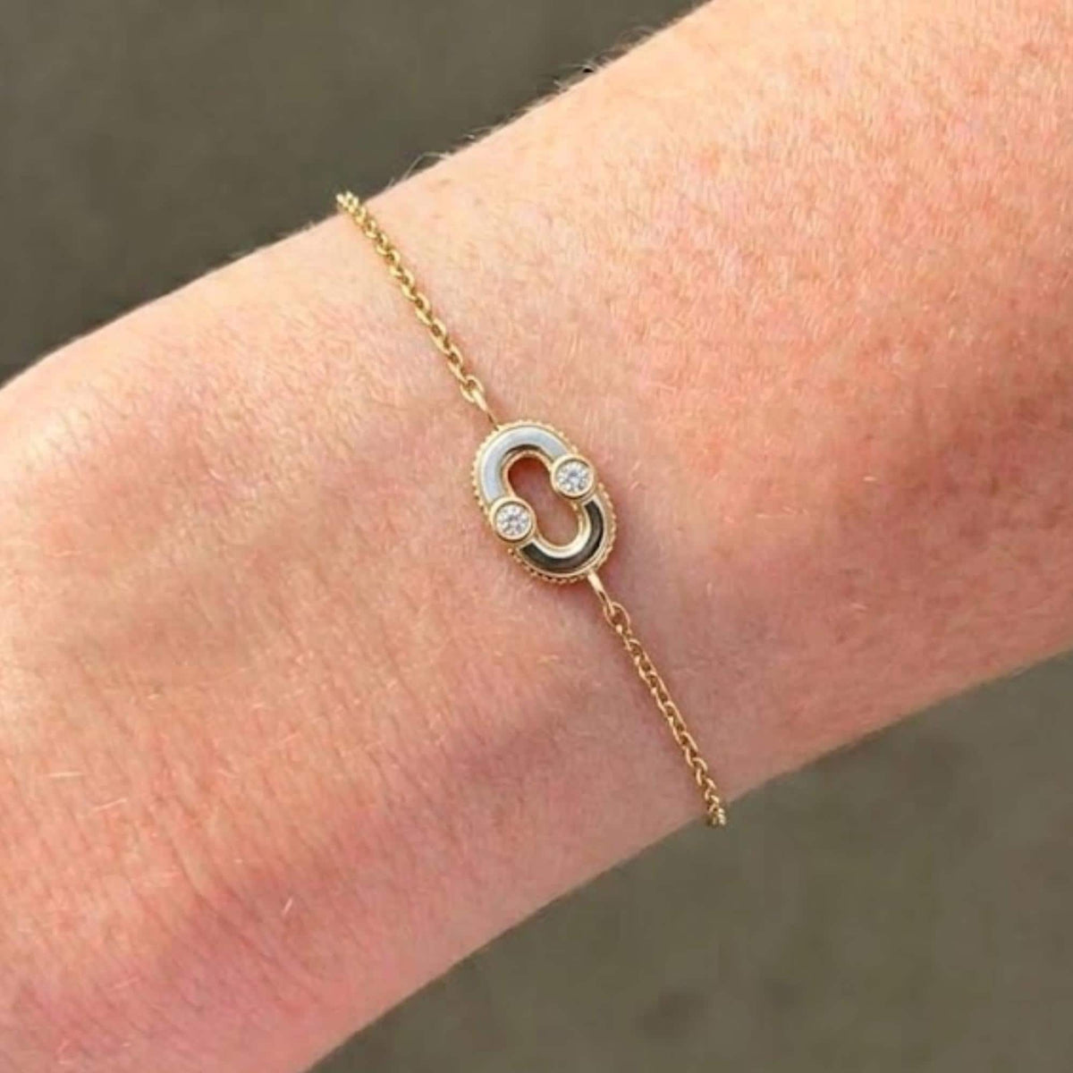 Minimal Gold Link Bracelet, Double Loop Diamond Bracelet, Dainty Chain Bracelet, Everyday Luxury Jewelry, Gift for Her, Elegant Bracelet