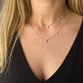 Layered Moissanite Necklace, Gold Dainty Layer Necklace, Pear Drop Necklace, Minimal Station Necklace, Everyday Jewelry Gift