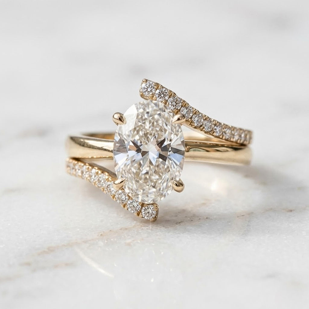 2.00Ct Oval Moissanite Engagement Ring, Round Moissanite Accents, Handmade