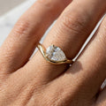 1CT Pear Cut Colorless Moissanite Curved Ring, Lab Grown Diamond Solitaire Statement Ring, Women's Wedding Fit, Engagement Gift, Pinky Ring
