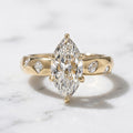 2 Ct Marquise Cut Engagement Ring, Moissanite or Lab Grown Diamond, prong Band 14K Yellow Gold Solitaire Bridal Proposal Ring, Gift For Her