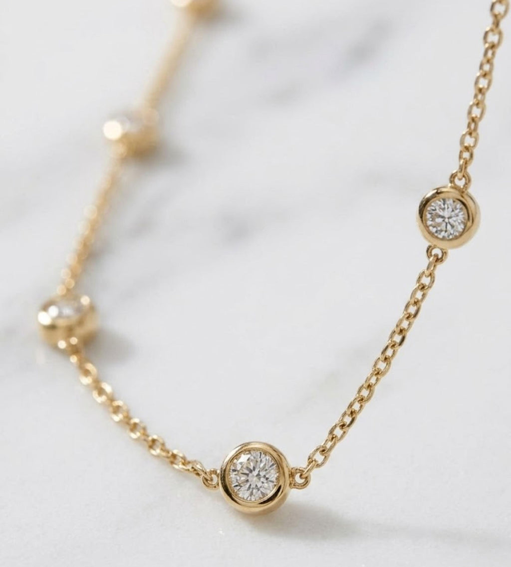 Diamond Necklace / 14k Gold Diamond Solitaire Necklace / Dainty Diamond Necklace / Bridal Jewelry / Floating Diamond Minimalist Fine Jewelry