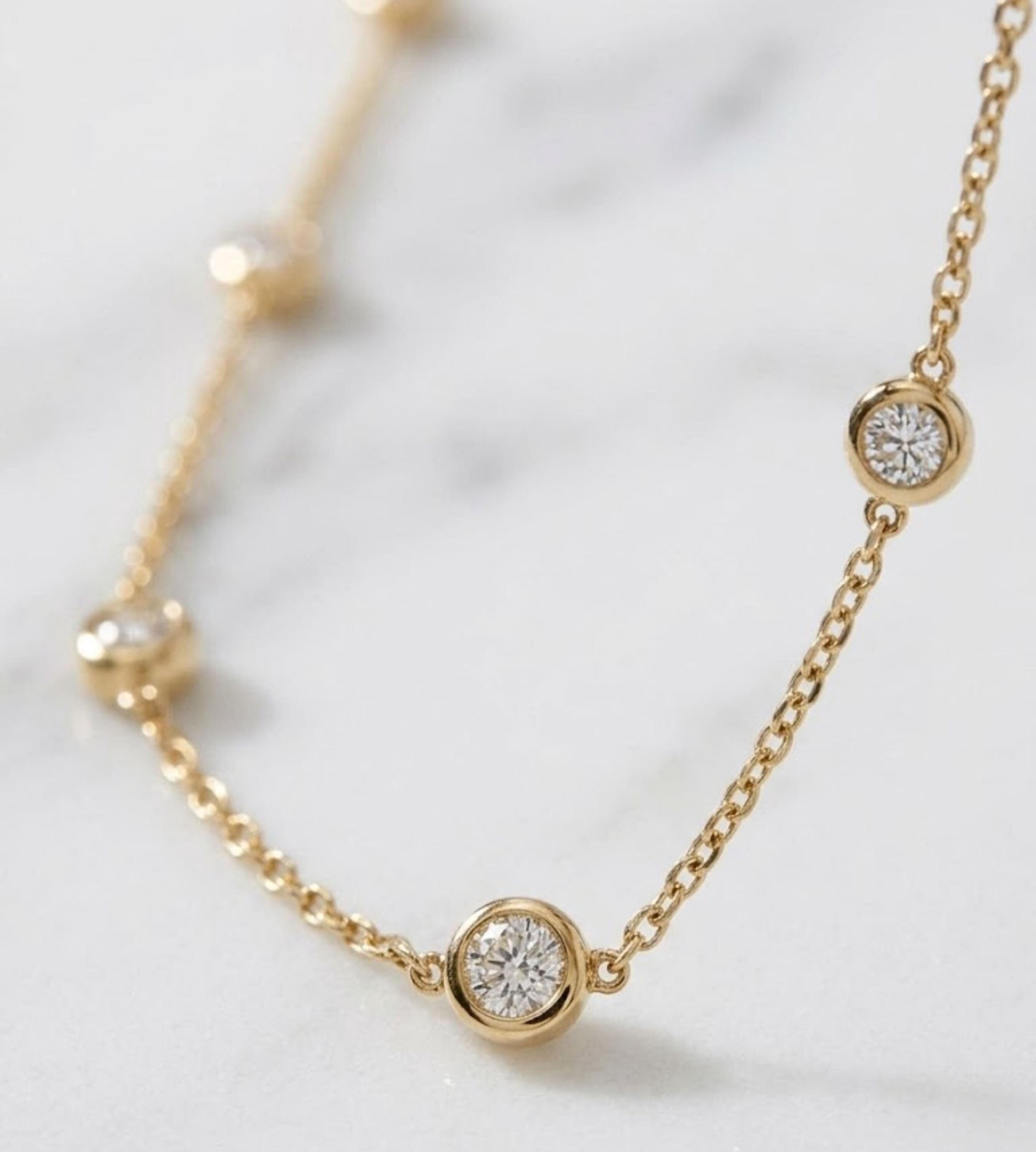 Diamond Necklace / 14k Gold Diamond Solitaire Necklace / Dainty Diamond Necklace / Bridal Jewelry / Floating Diamond Minimalist Fine Jewelry