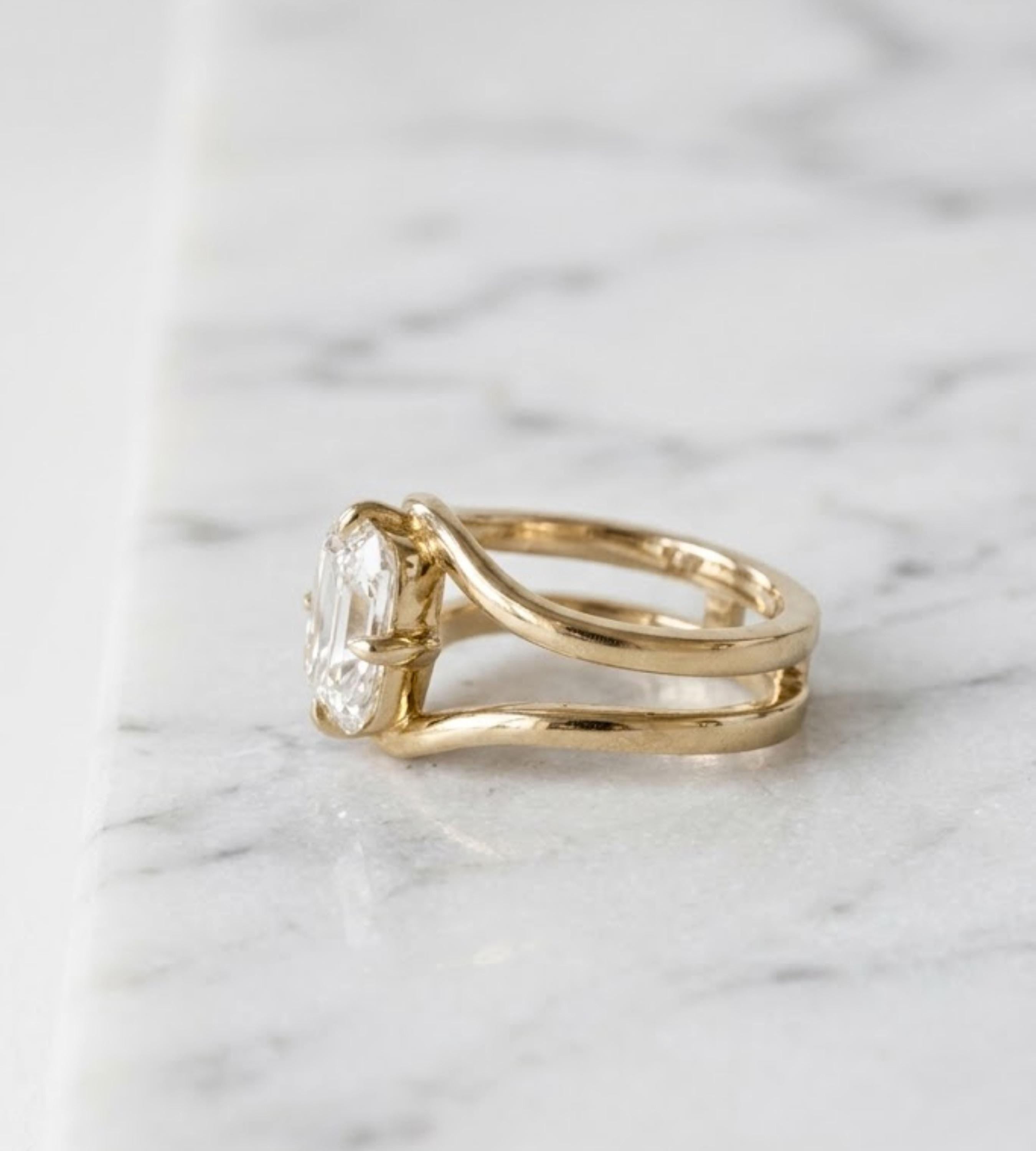 Unique Elongated Cushion Cut Moissanite Engagement Ring, Vintage Cushion Cut Solitaire Ring, Cushion Cut Promise Ring Gift for Her
