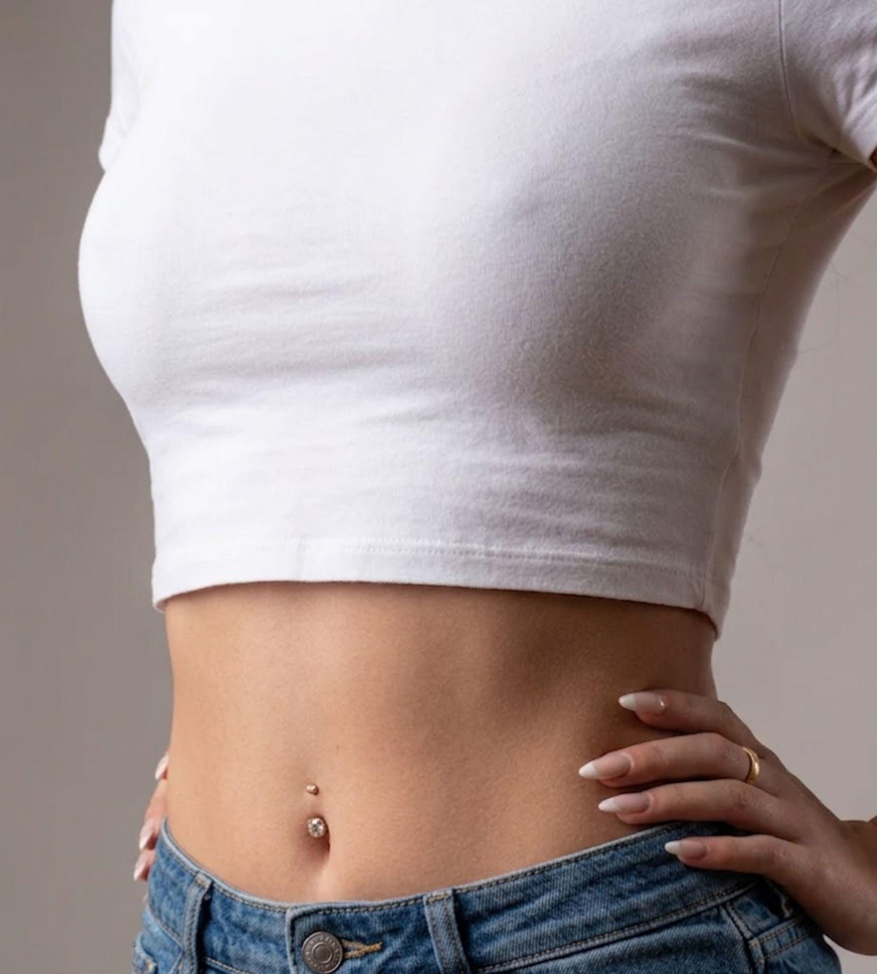 14K Solid Gold Round CZ Belly Button Ring/14G Screw on Navel Ring with Prong Set Gemstones, Elegant Belly Piercing Jewelry,