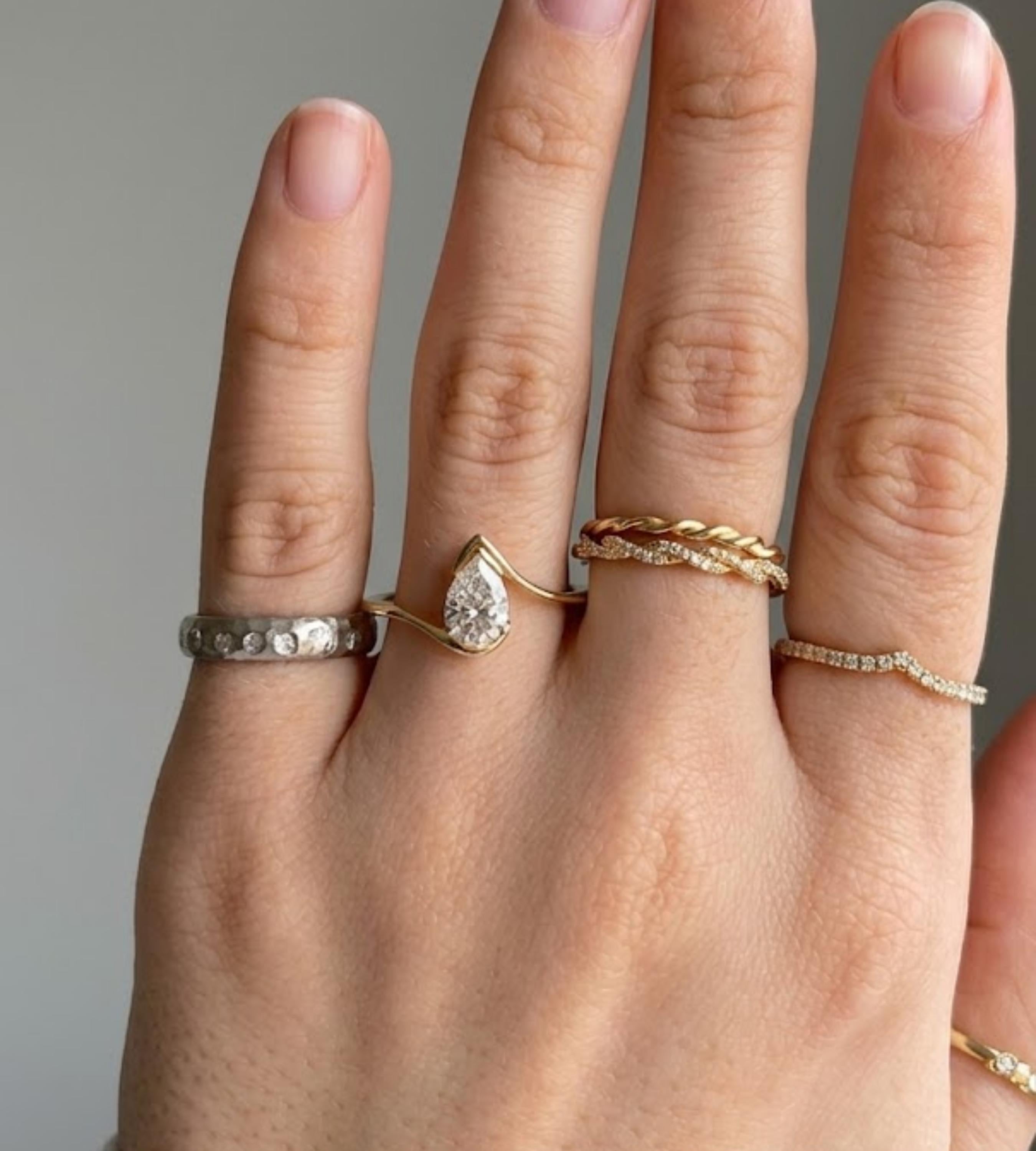 Pear Cut Moissanite Engagement Ring: 14k Solid Gold Solitaire, IGI Lab Diamond Option