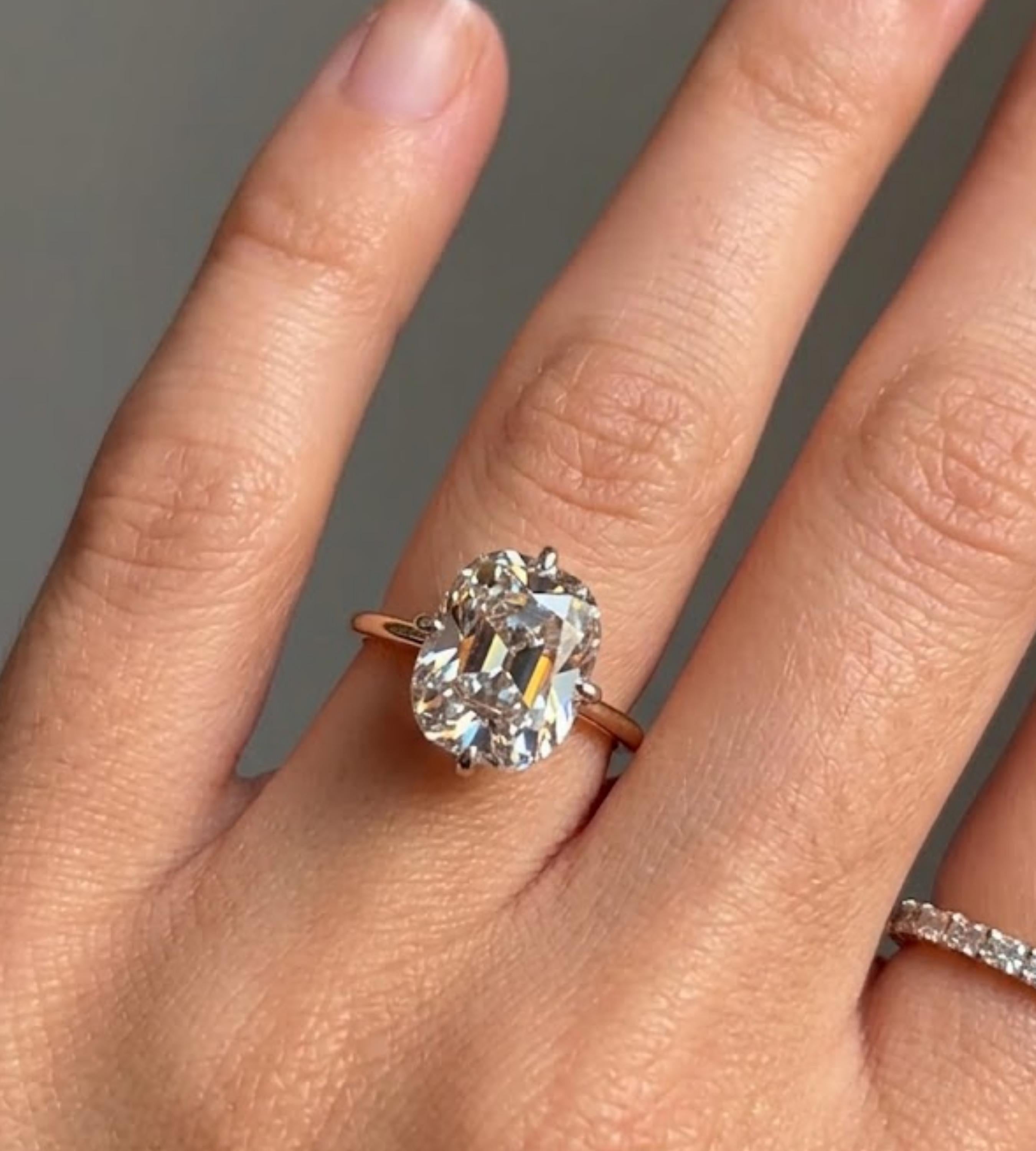 4.30 Carat Elongated Cushion Cut Moissanite Engagement Ring, Vintage Solitaire Ring, Lab Grown Diamond Option, Cushion Ring Gift for Her