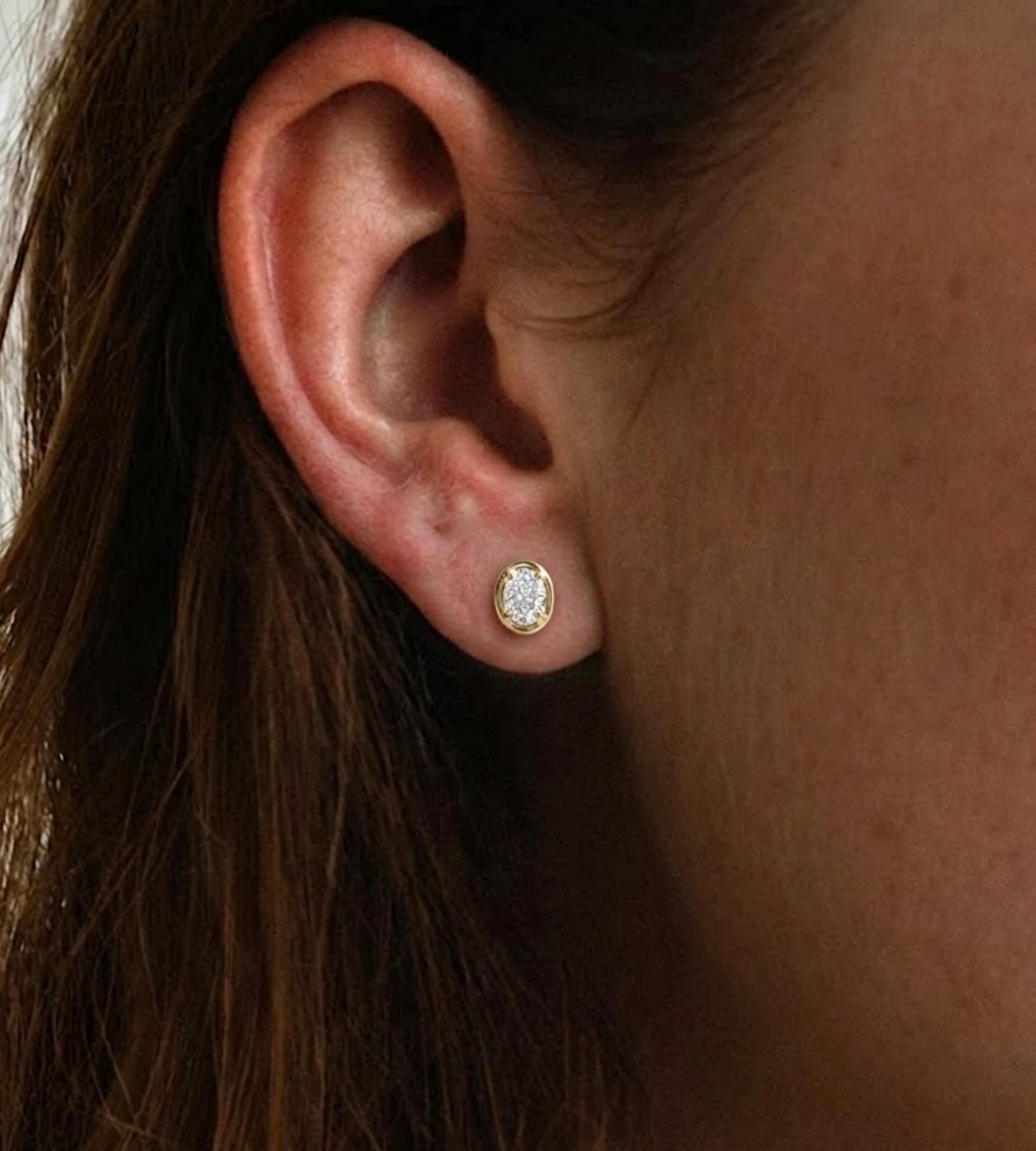 Oval Moissanite Stud Earrings, 14K Gold Sterling Silver | White or Yellow gold