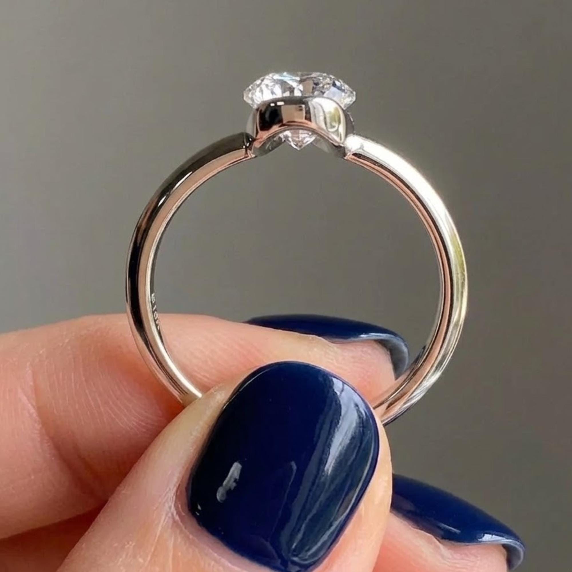 3 Carat Pear Cut Moissanite Ring, D+ VVS1 Solitaire Engagement Ring, Bezel Set Teardrop Ring, 925 Silver / 14K Gold Promise Ring for Women