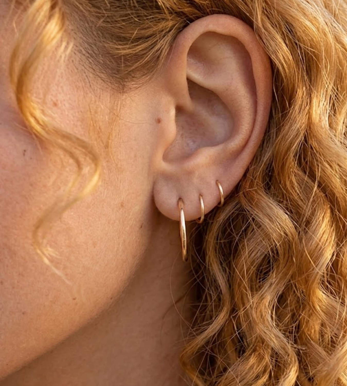 14K Gold Round Hoop Earrings, Solid Yellow Gold Shiny Hoops, Classic Jewelry Handmade with Love, Gift for Her