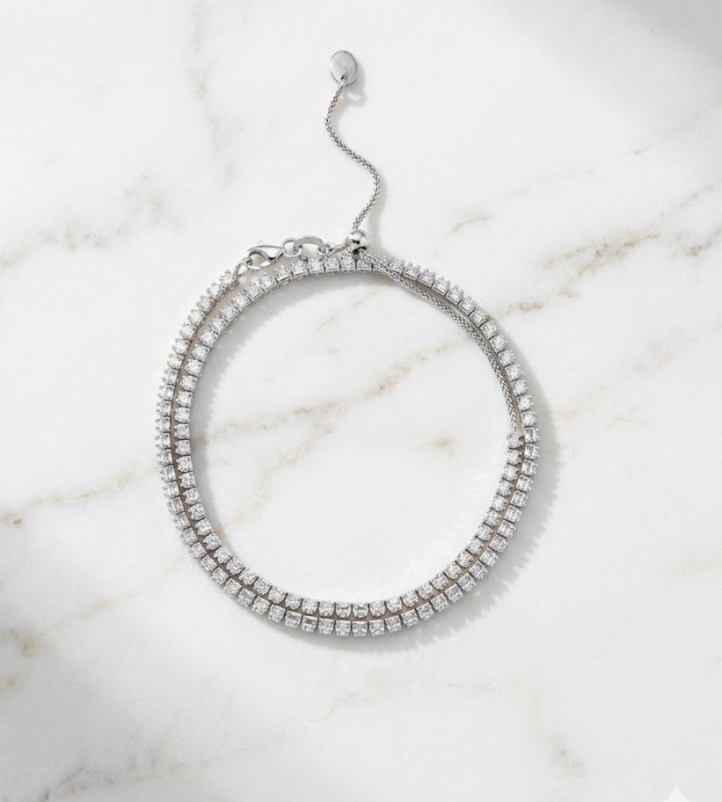 Handmade Round Prong Tennis Necklace, Moissanite Necklace, Bridal Jewelry, Wedding Necklace, Bridal Necklace,Gift for Her, Layering Necklace