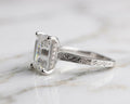 Vintage 4 CT Emerald Cut Moissanite Engagement Ring With Hidden Halo And Bridge Pave Set 925 Silver Dainty Engraving Band Wedding Ring