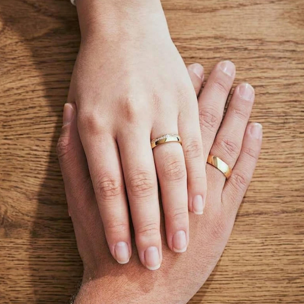 Matching Couple Rings • wedding band set • Personalized Promise Rings • Engravable Inside • his and hers wedding bands