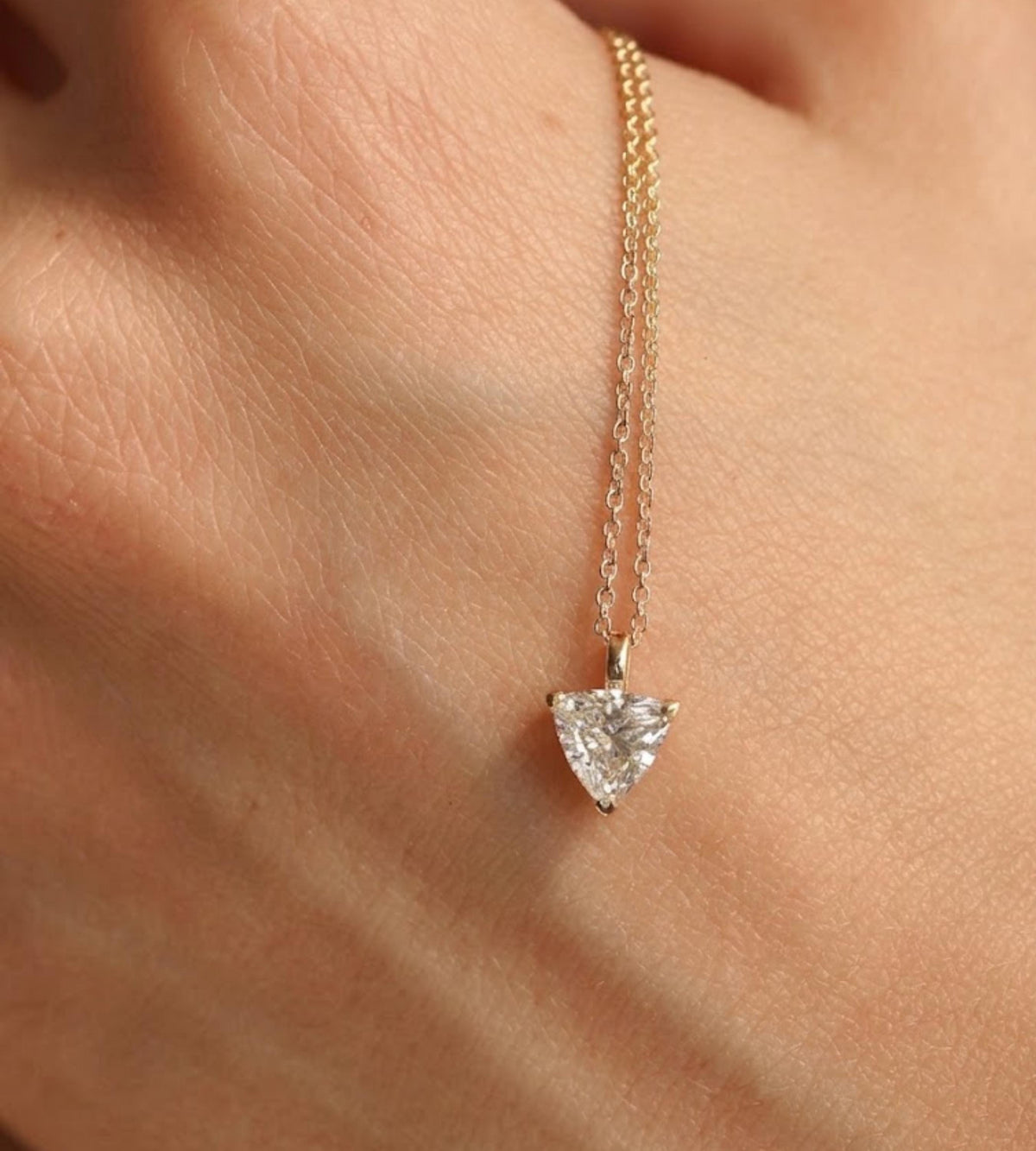 1CT Moissanite Trillion Cut Solitaire Necklace,14K Gold Solitaire Pendant, Exquisite Diamond Necklace, Modern Handmade Jewelry, mothers gift
