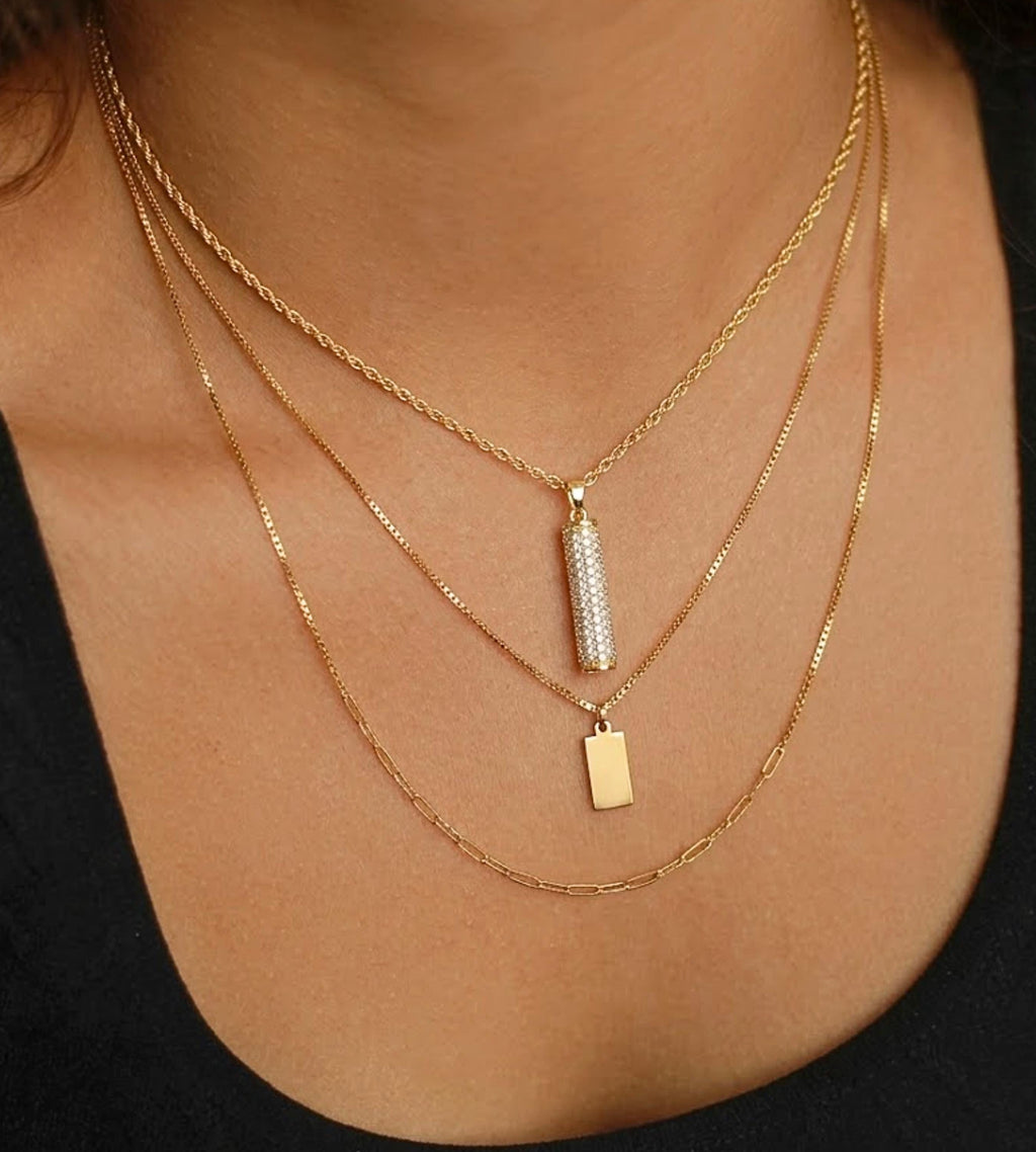 14K Gold Moissanite Bar Necklace, Vertical Pendant, Dainty Fine Jewelry for Her, Round D+ VSS+ Diamonds, Gift for Women