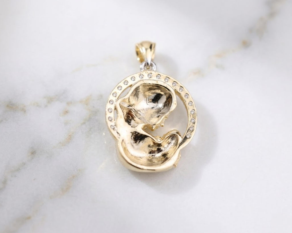 14k Solid Gold Mother Child Pendant | Meaningful New Mom Necklace