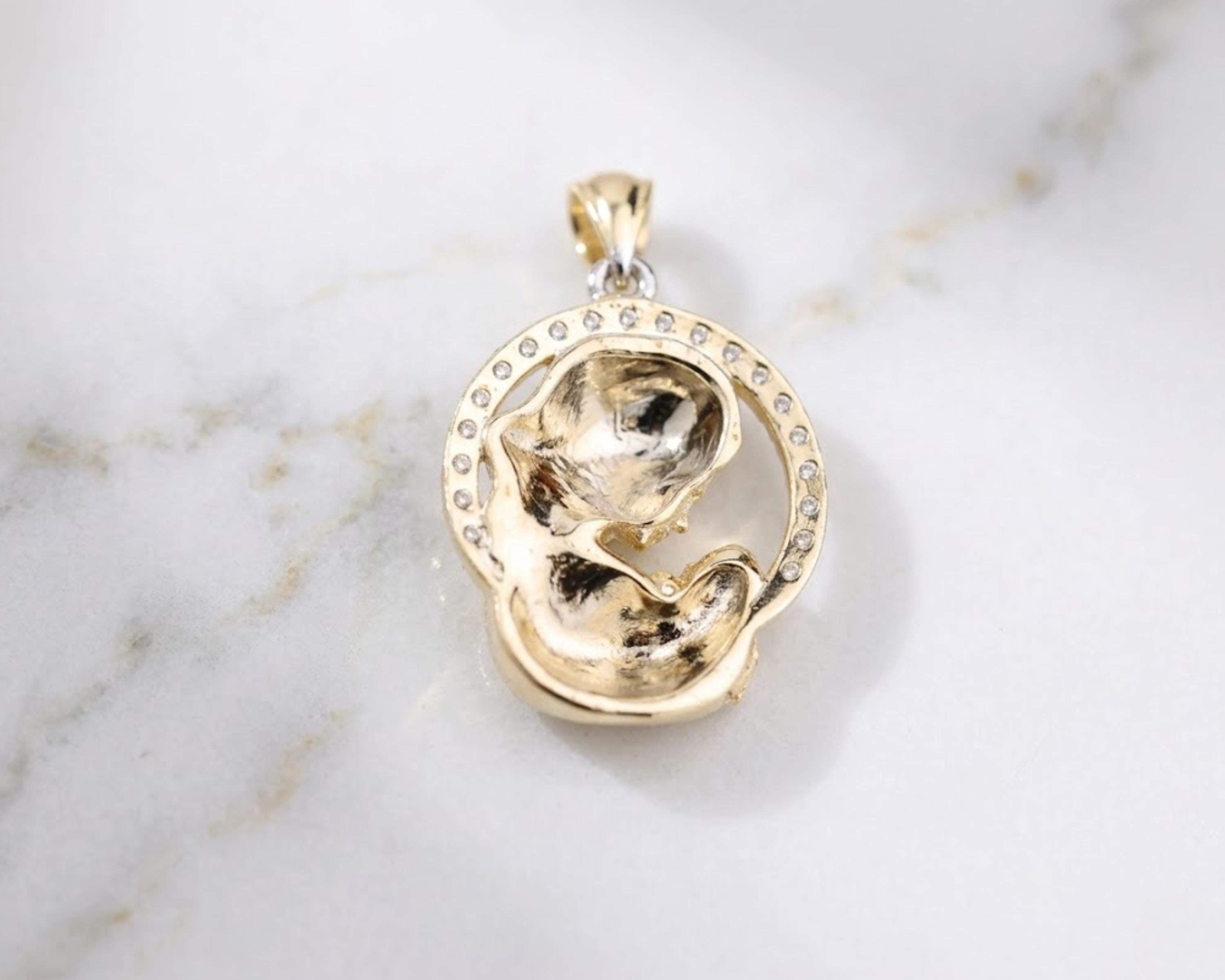 14k Solid Gold Mother Child Pendant | Meaningful New Mom Necklace