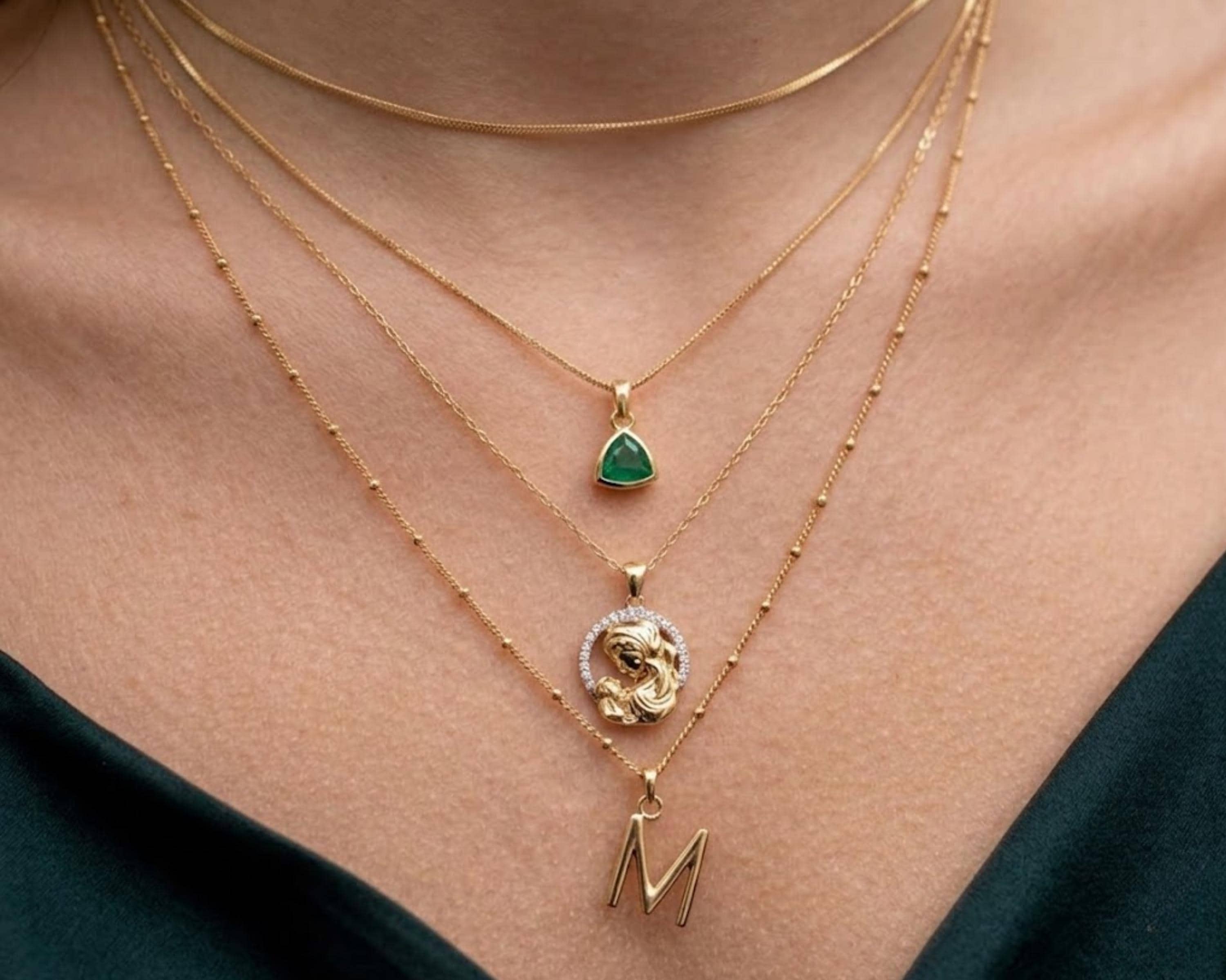 14k Solid Gold Mother Child Pendant | Meaningful New Mom Necklace