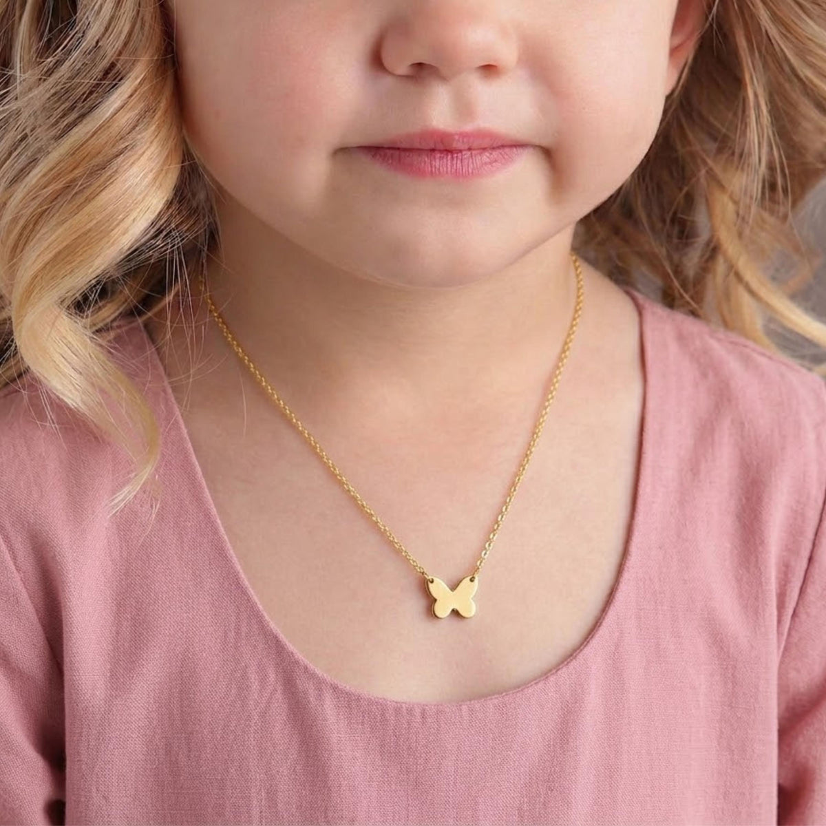 14K Solid Yellow Gold Children's Necklace: 14" Baby Girl Chain