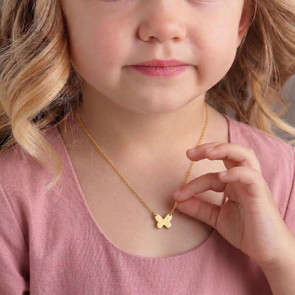 14K Solid Yellow Gold Children's Necklace: 14" Baby Girl Chain