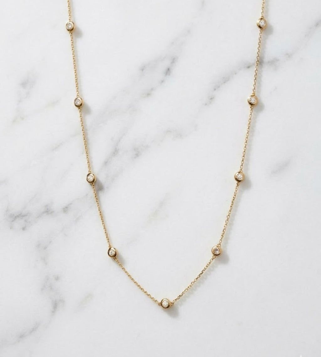 Diamond Necklace / 14k Gold Diamond Solitaire Necklace / Dainty Diamond Necklace / Bridal Jewelry / Floating Diamond Minimalist Fine Jewelry