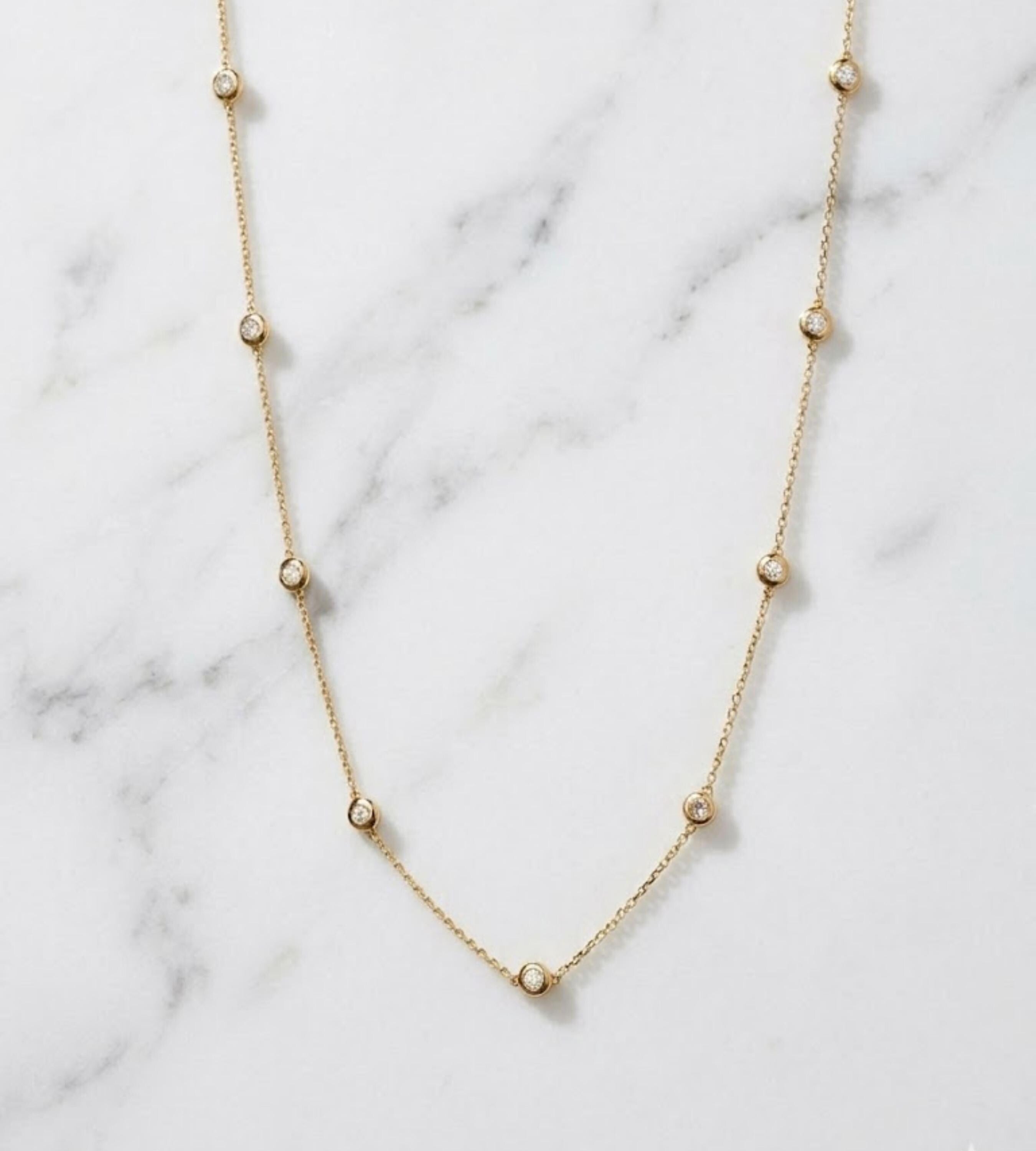 Diamond Necklace / 14k Gold Diamond Solitaire Necklace / Dainty Diamond Necklace / Bridal Jewelry / Floating Diamond Minimalist Fine Jewelry