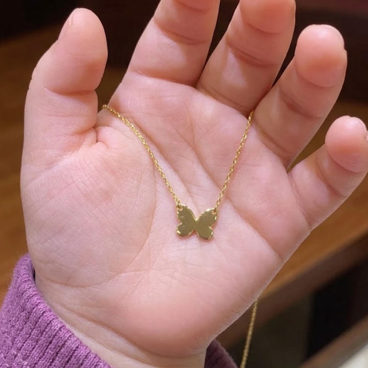 14K Solid Yellow Gold Children's Necklace: 14" Baby Girl Chain