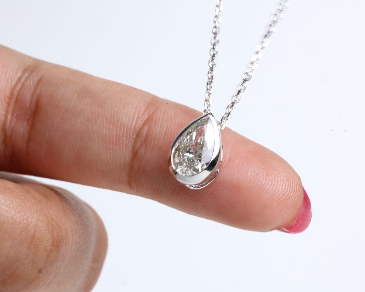 1.50 Ct Pear Cut Moissanite Pendant Pear Moissanite Charm Pear Cut Diamond Pendants For Women 14k Yellow Gold Anniversary Gift For Her