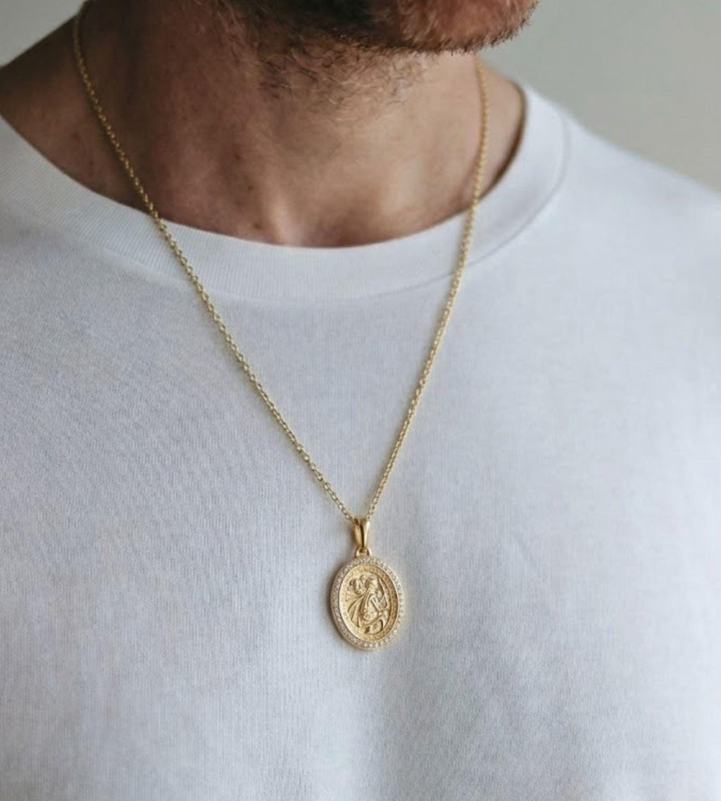 14k Gold St Michael Pendant Saint Michael Medal Man Pendant Man Necklace for Men Pendant for Men Gold Man Necklace Gift Mans Gift For Man