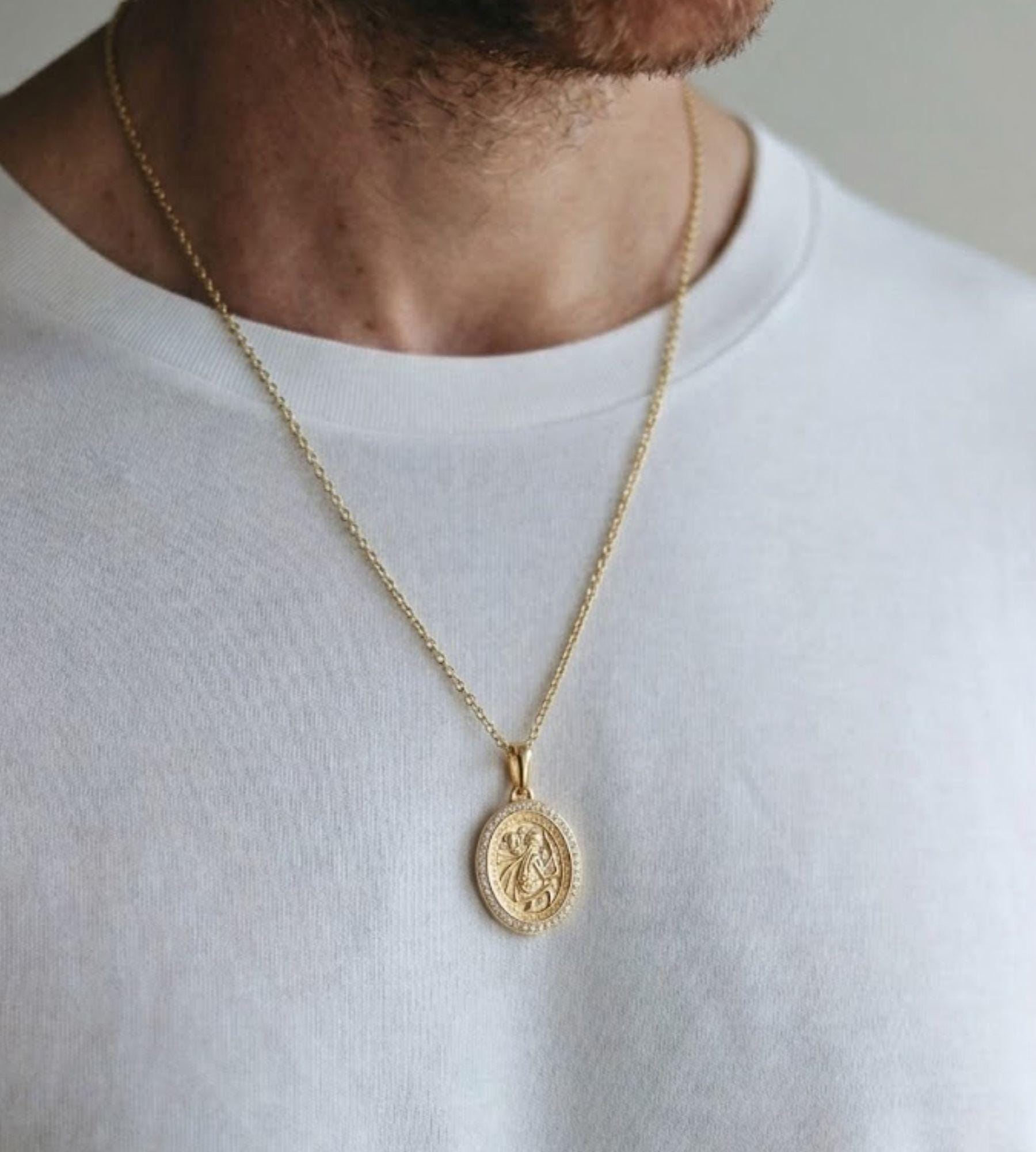 14k Gold St Michael Pendant Saint Michael Medal Man Pendant Man Necklace for Men Pendant for Men Gold Man Necklace Gift Mans Gift For Man